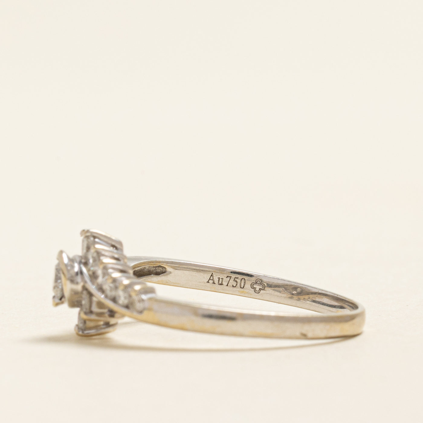 18k Bezel Set Diamond Petal Bypass Ring | 0.34ctw | SZ 5.5