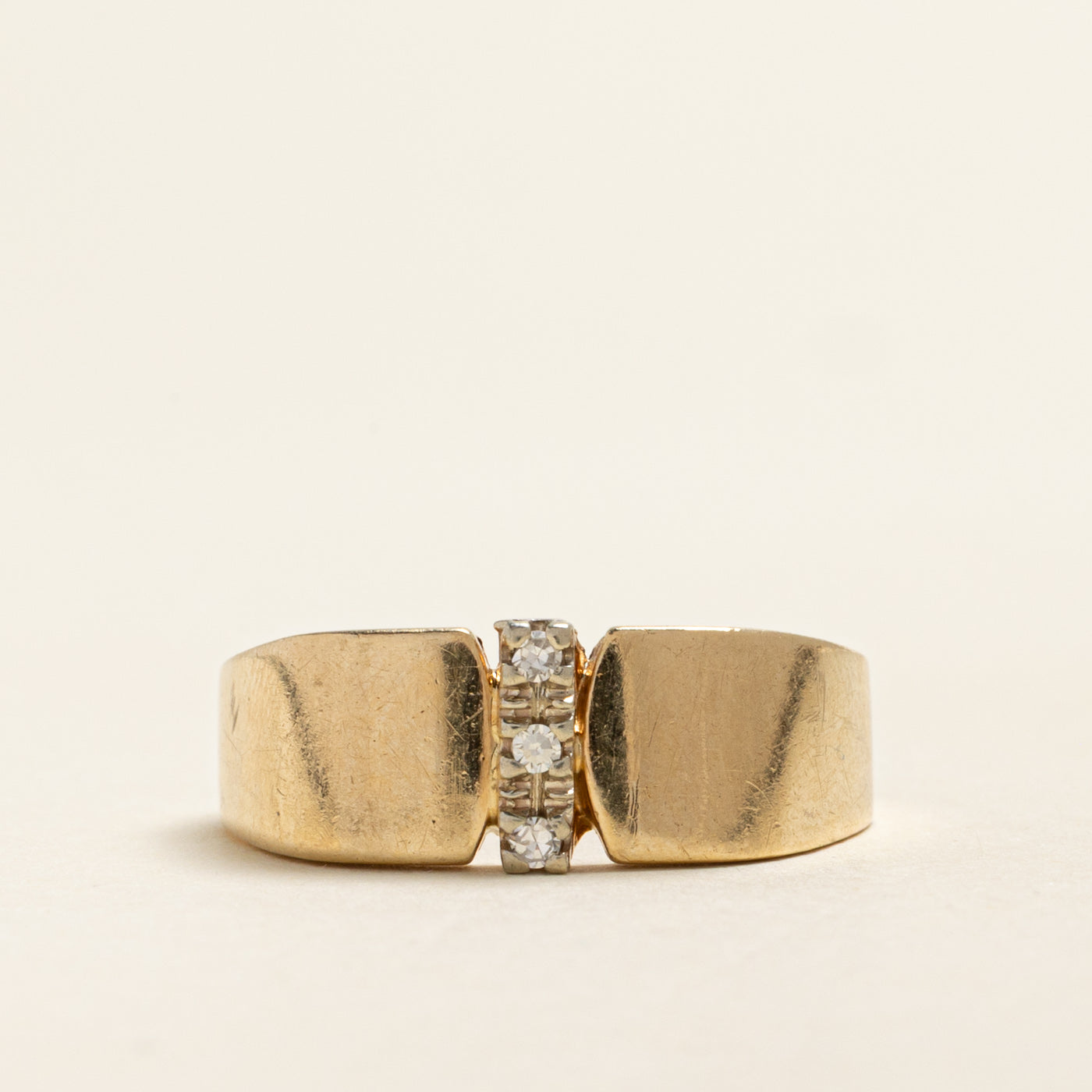 Yellow Gold Diamond Column Ring | 0.05ctw | SZ 10.25