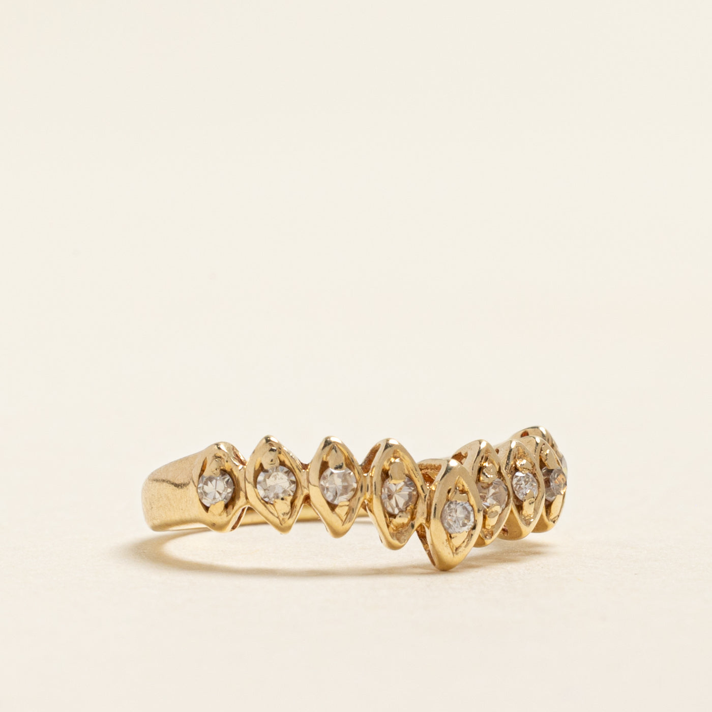 Semi Eternity Diamond Marquise Chevron Ring | 0.13ctw | SZ 1.75