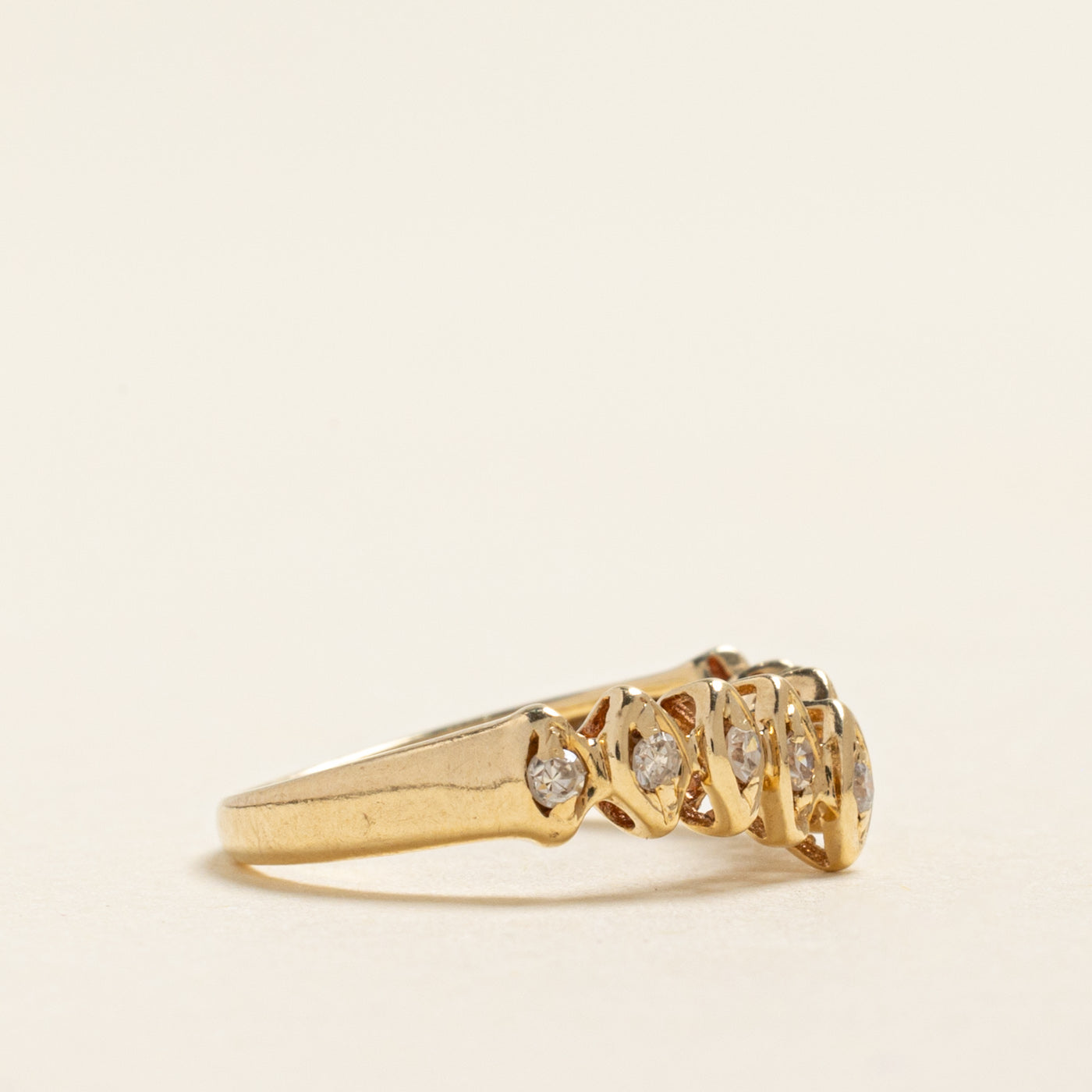 Semi Eternity Diamond Marquise Chevron Ring | 0.13ctw | SZ 1.75