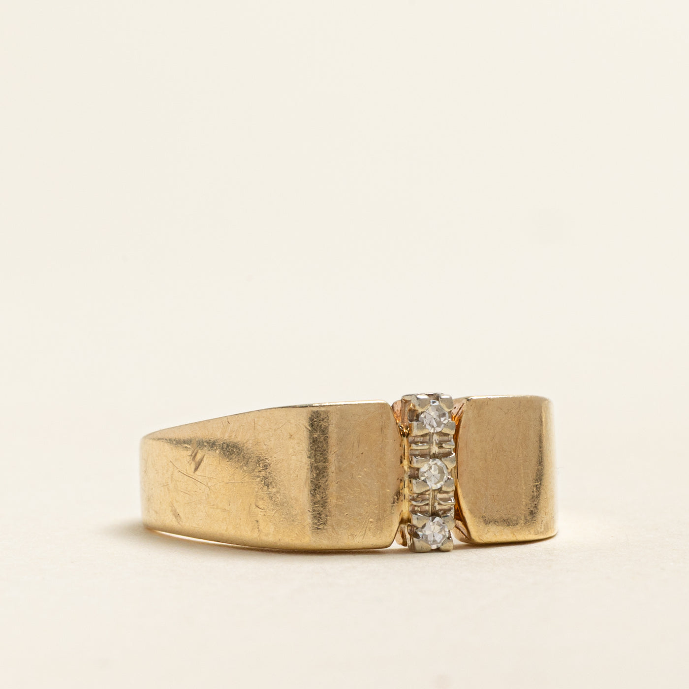 Yellow Gold Diamond Column Ring | 0.05ctw | SZ 10.25