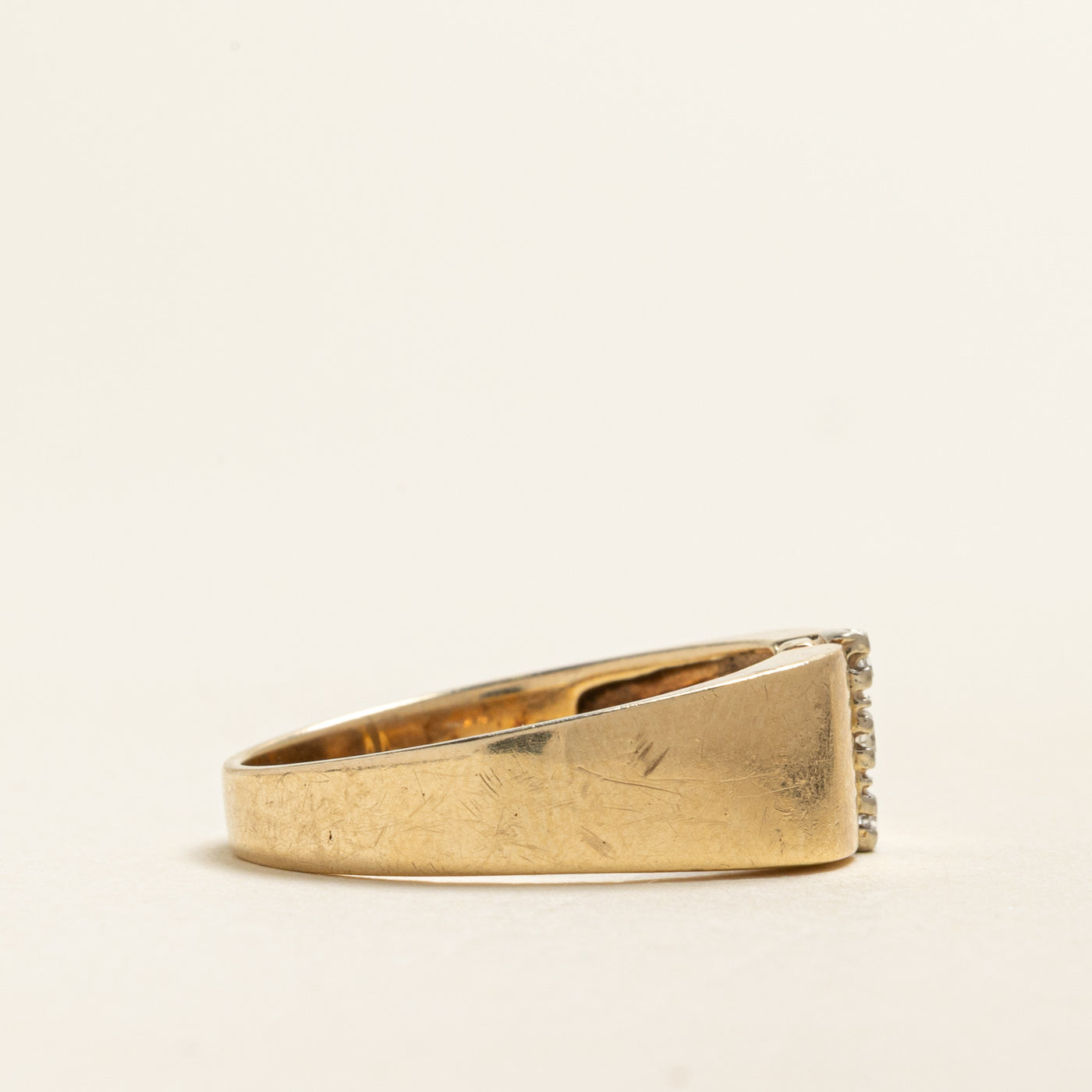 Yellow Gold Diamond Column Ring | 0.05ctw | SZ 10.25