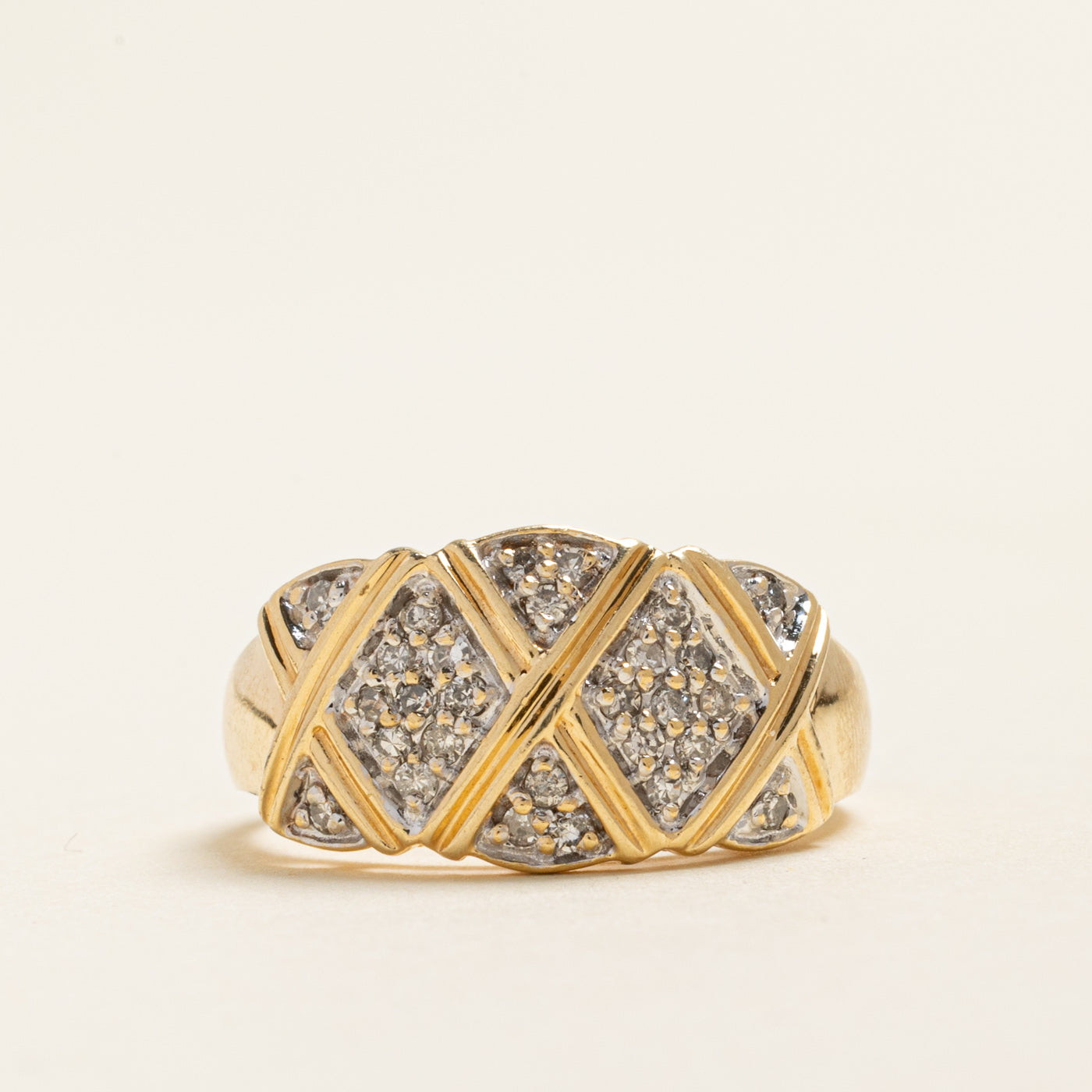 Yellow Gold Diamond Clusters Ring | 0.28ctw | SZ 7