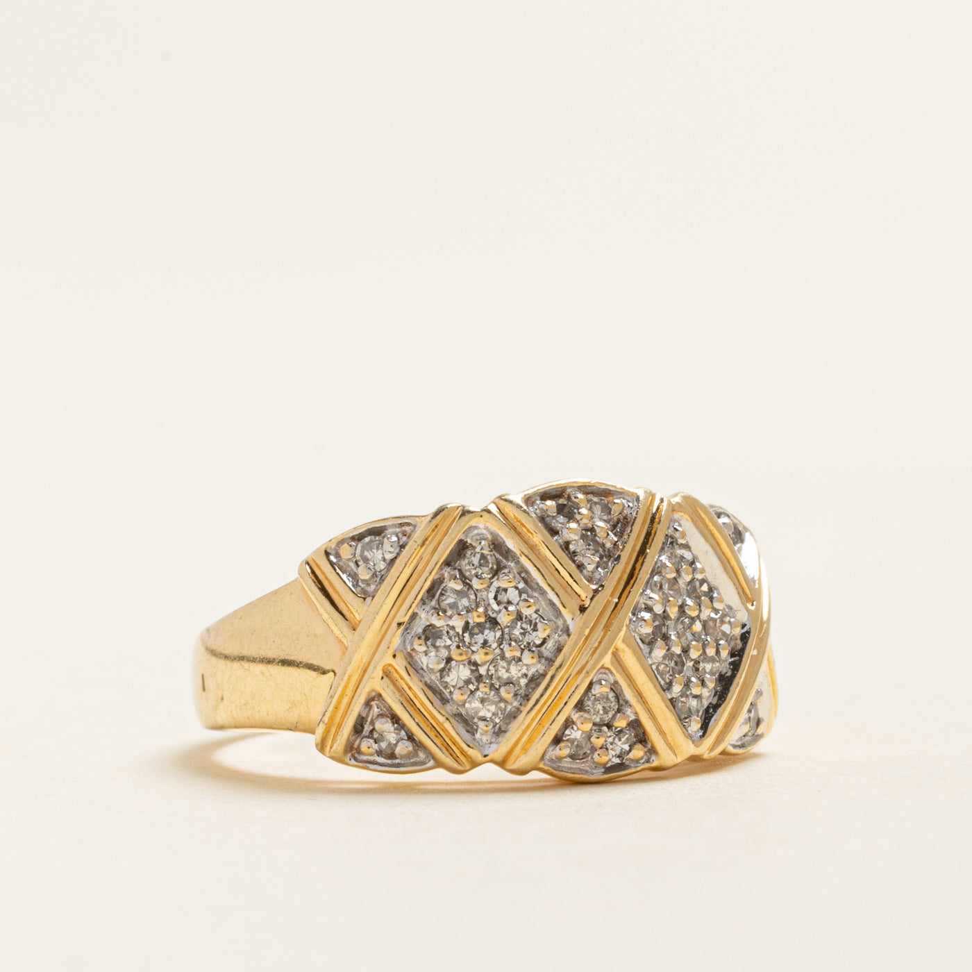 Yellow Gold Diamond Clusters Ring | 0.28ctw | SZ 7