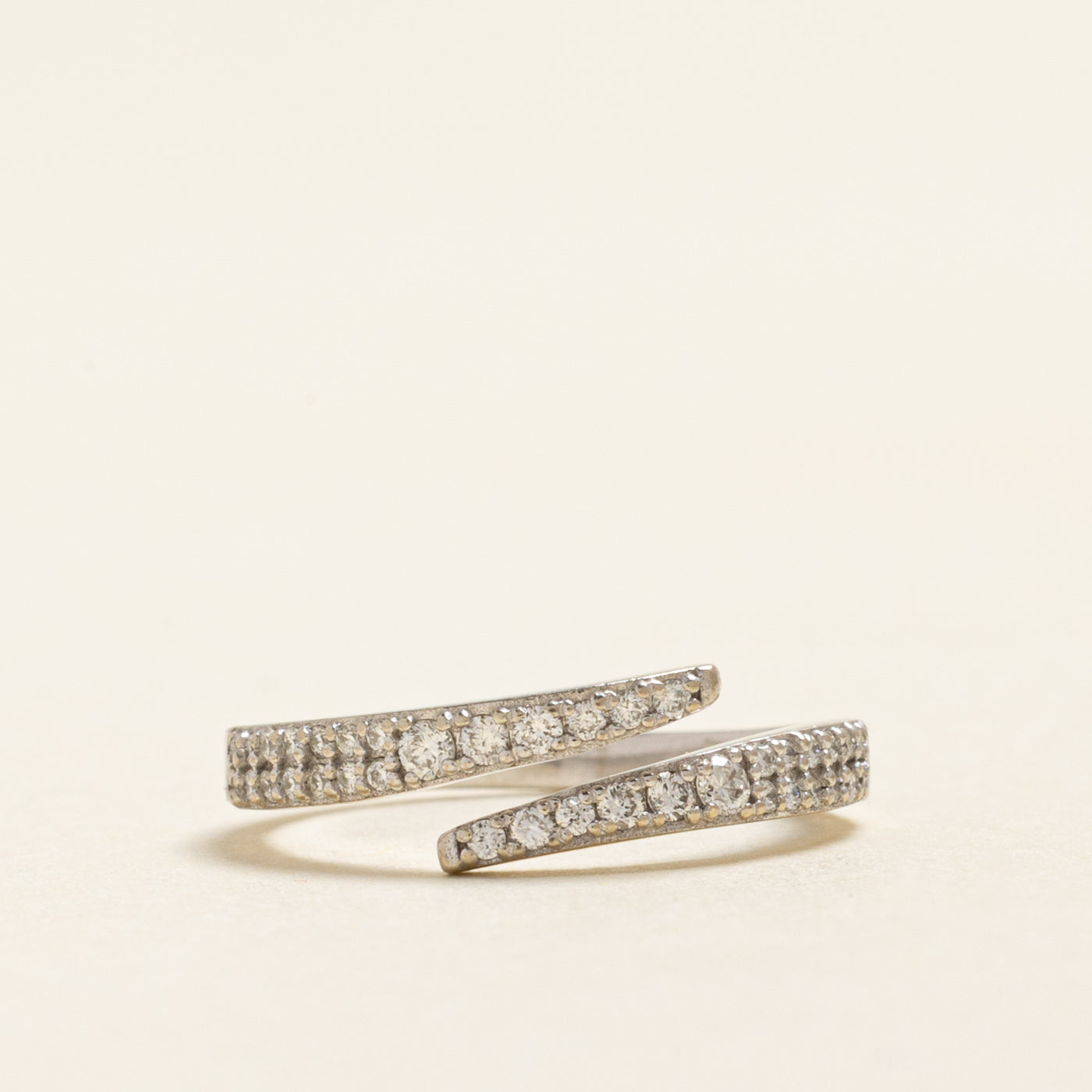 Semi Eternity Diamond Open Bypass Ring | 0.13ctw | SZ 2.25