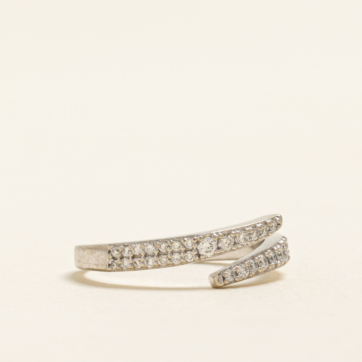 Semi Eternity Diamond Open Bypass Ring | 0.13ctw | SZ 2.25
