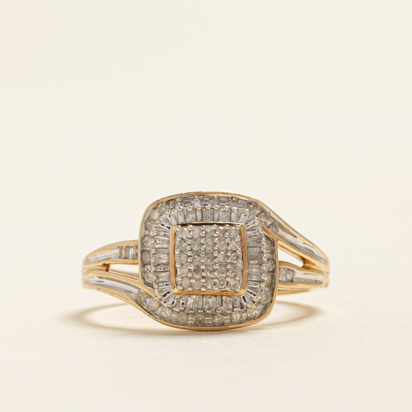 Mixed Cut Diamond Grid Bypass Ring | 0.28ctw | SZ 7.25