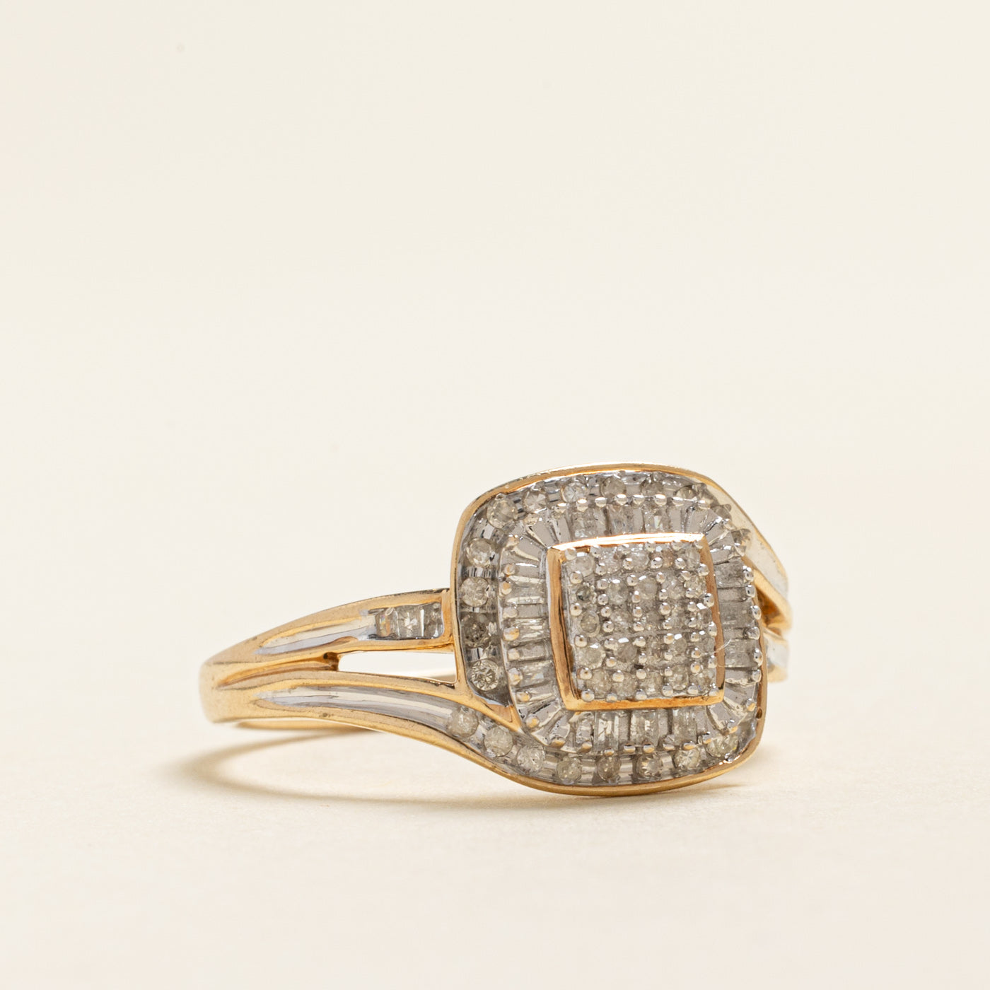Mixed Cut Diamond Grid Bypass Ring | 0.28ctw | SZ 7.25