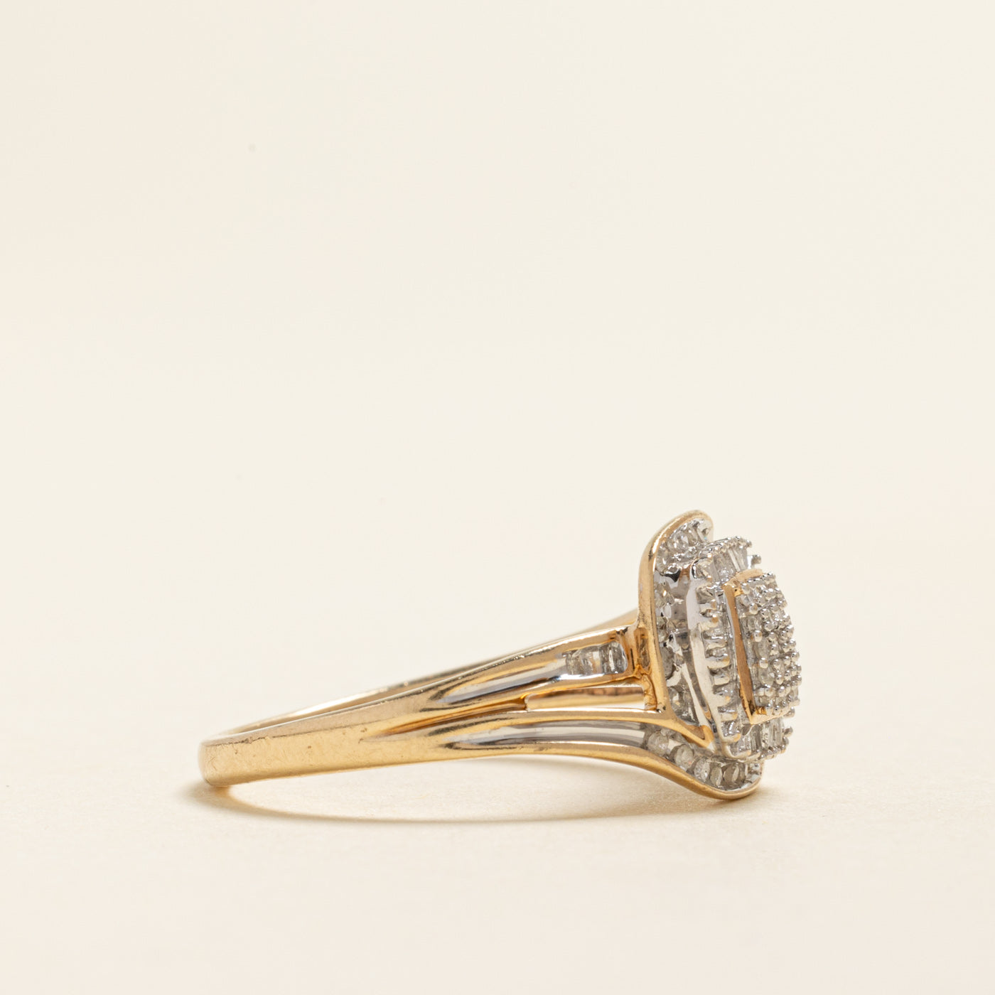 Mixed Cut Diamond Grid Bypass Ring | 0.28ctw | SZ 7.25