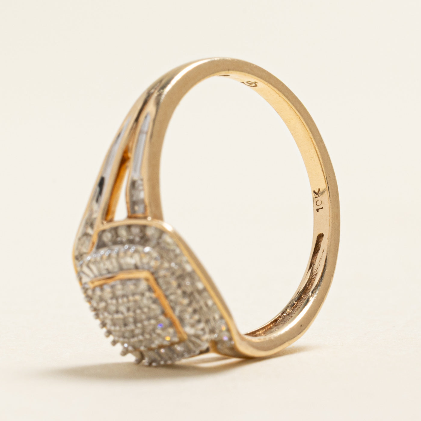 Mixed Cut Diamond Grid Bypass Ring | 0.28ctw | SZ 7.25