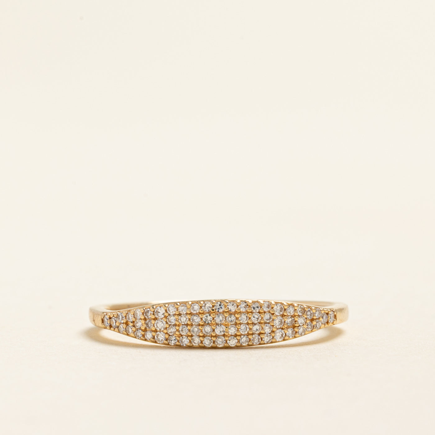 'Mejuri' Pavé Diamond Slim Signet Ring | 0.18ctw | SZ 8