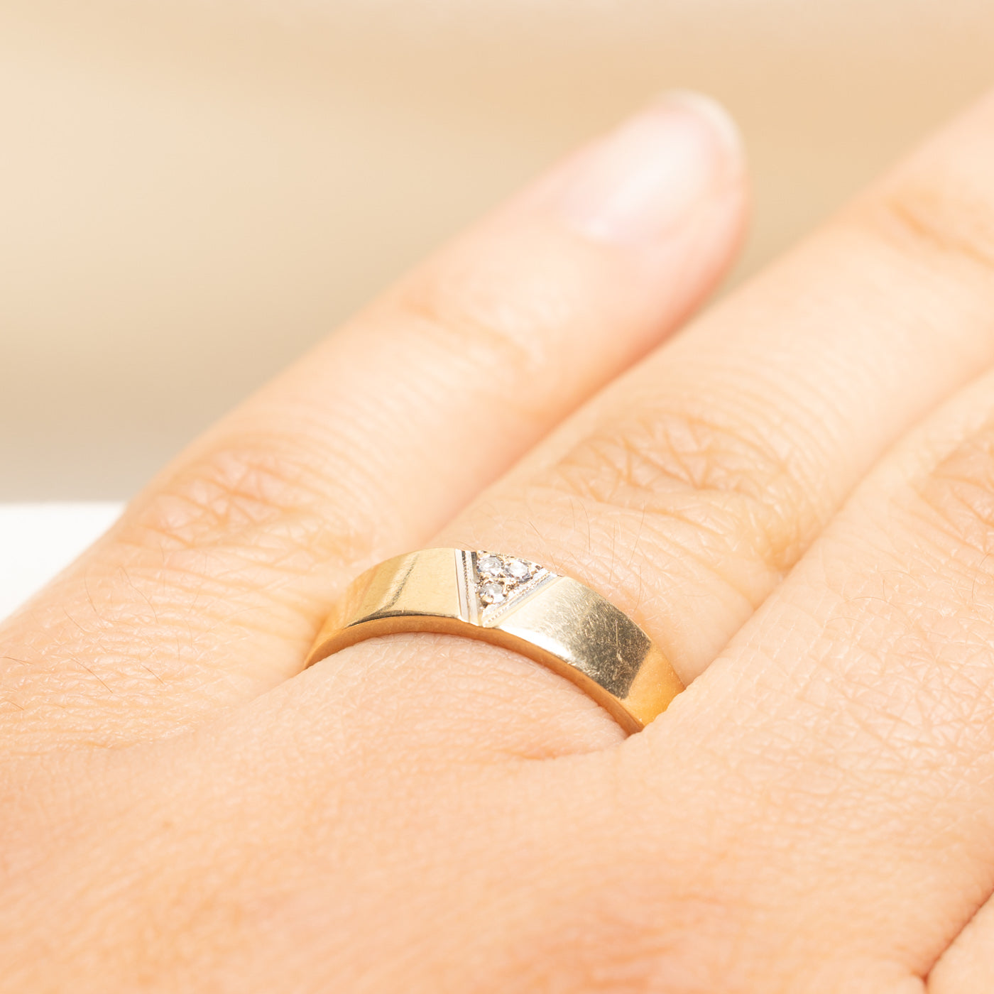 Yellow Gold Diamond Triangle Band | 0.04ctw | 5.25mm | SZ 7