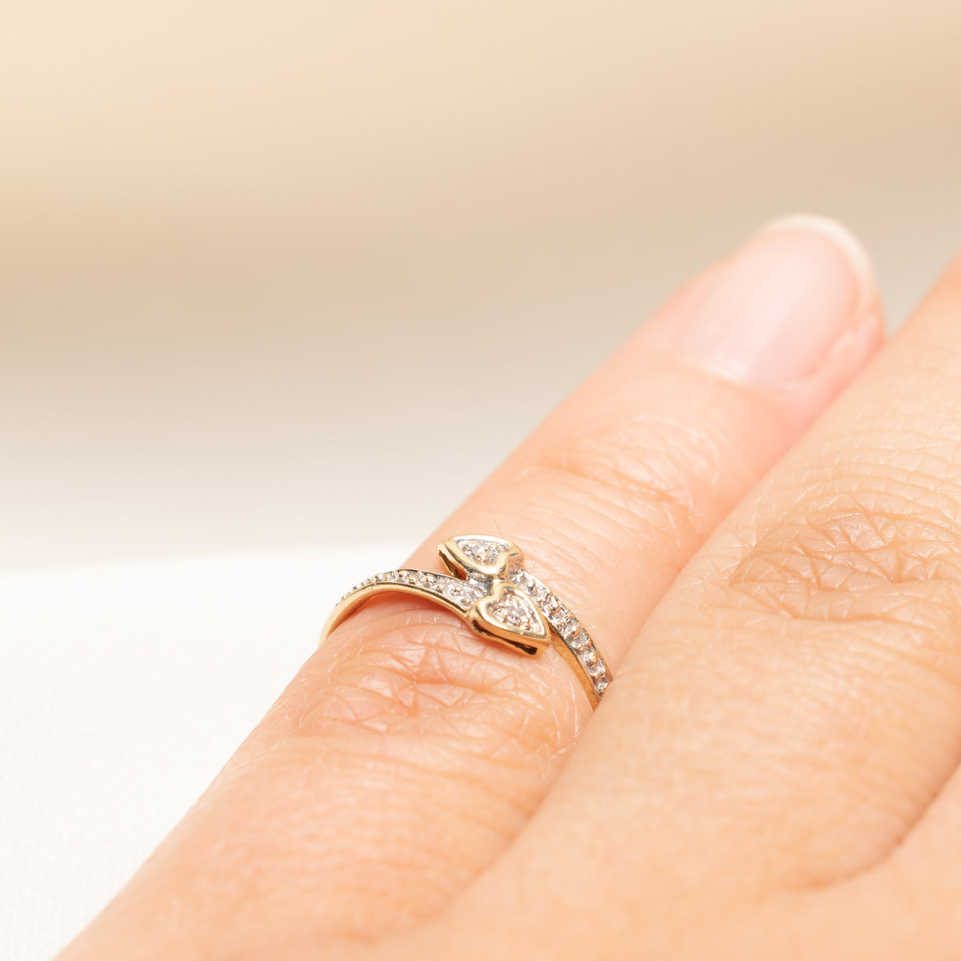 Bague en forme de cœur sertie de diamants | 0,01 ct | Taille 2,75