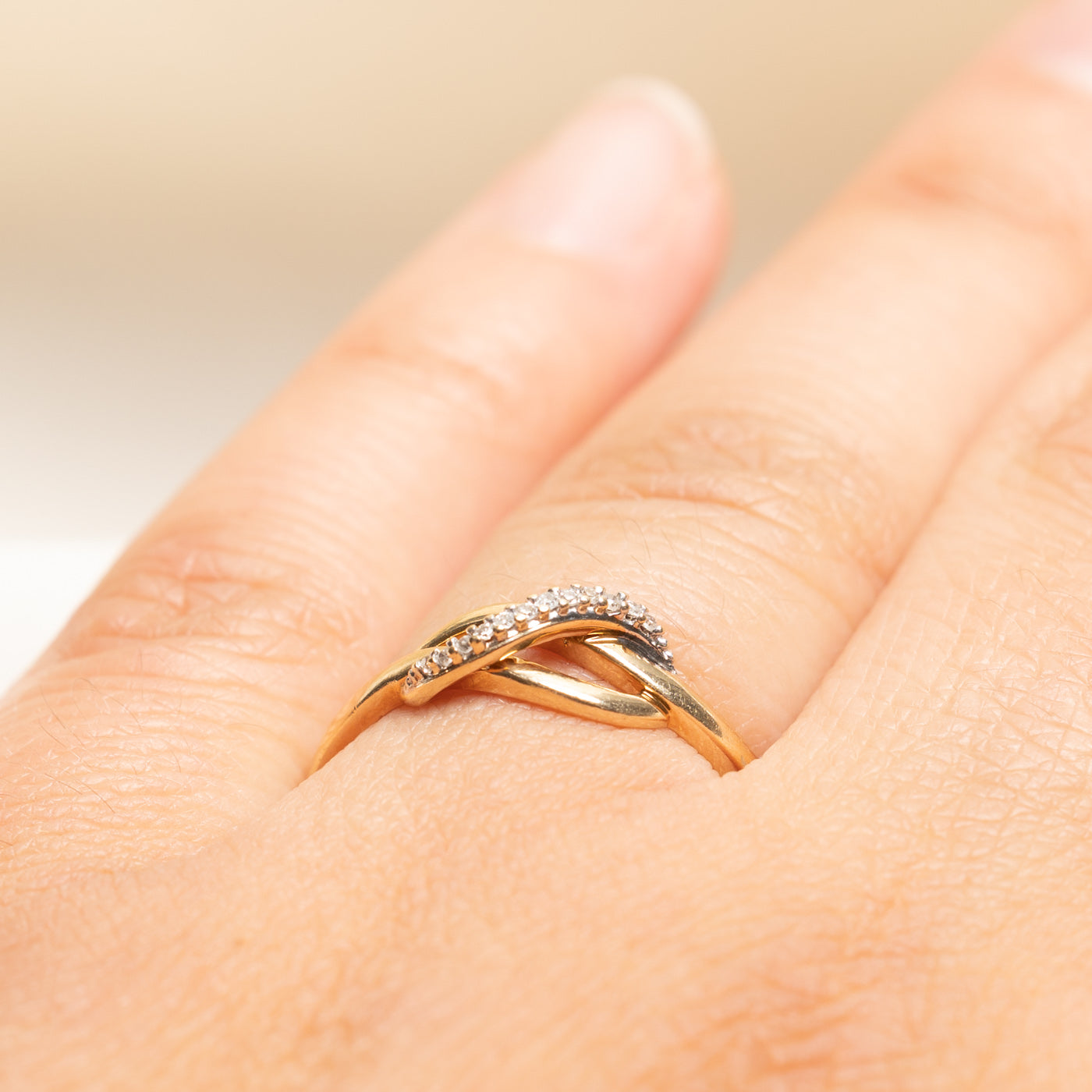 Yellow Gold Diamond Knot Ring | 0.03ctw | SZ 7.25