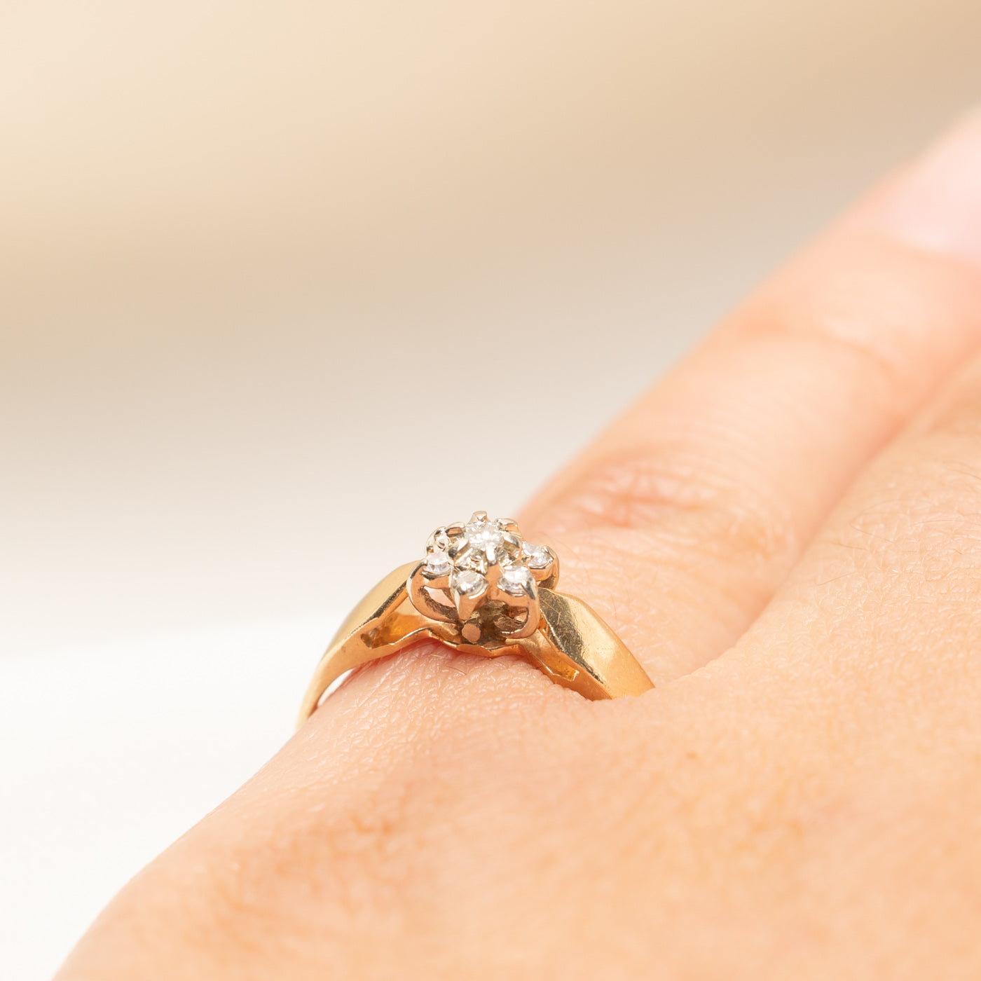 Yellow Gold Diamond Petal Ring | 0.15ctw | SZ 5.75