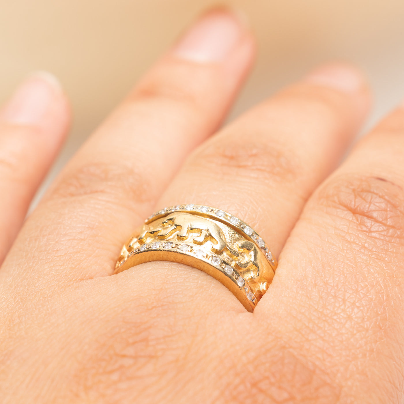 Semi Eternity Diamond Panther Ring | 0.20ctw | SZ 8
