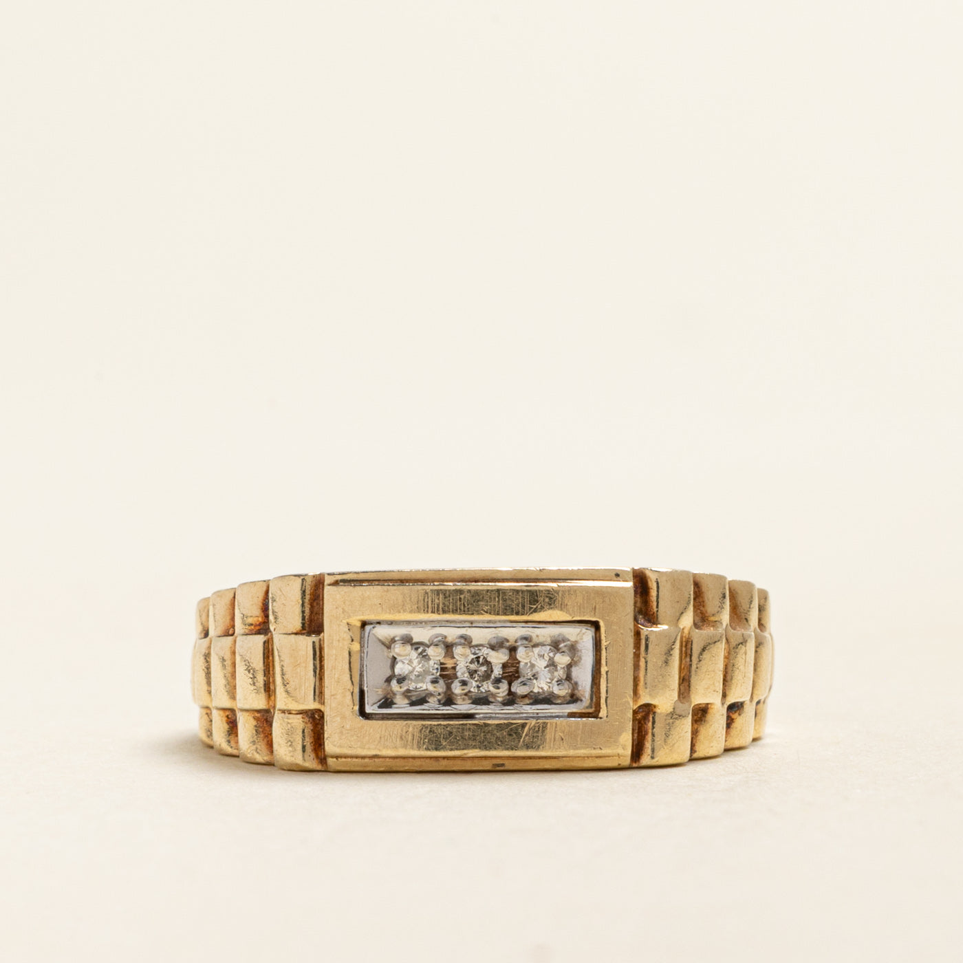 Three Stone Diamond Watch Strap Ring | 0.06ctw | SZ 8.25