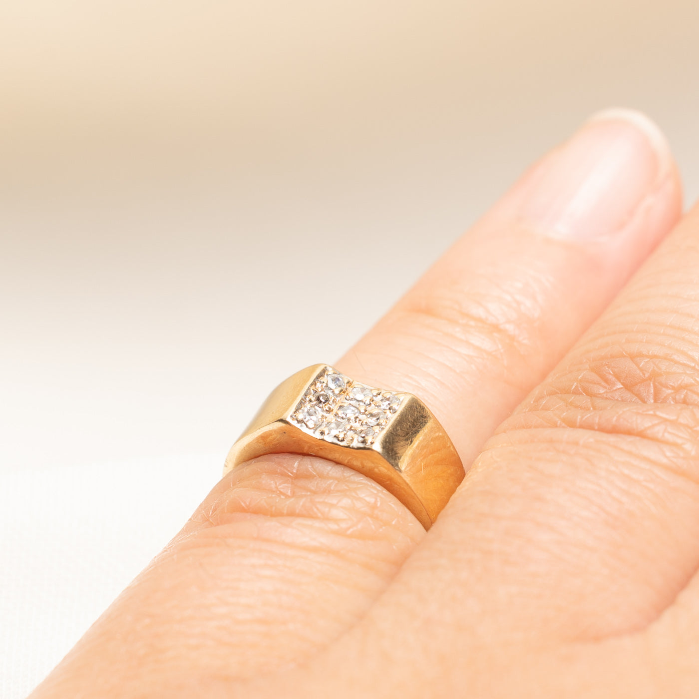 Yellow Gold Diamond Grid Ring | 0.12ctw | SZ 3.25