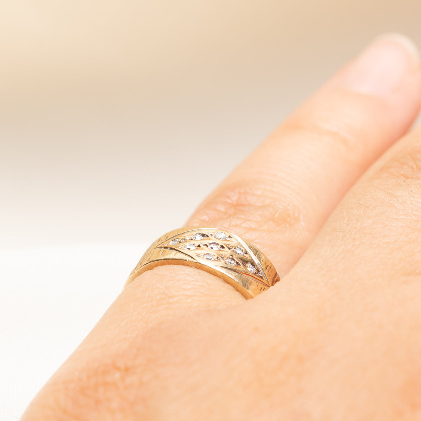 Diamond Marquise Design Textured Band | 0.09ctw | SZ 5