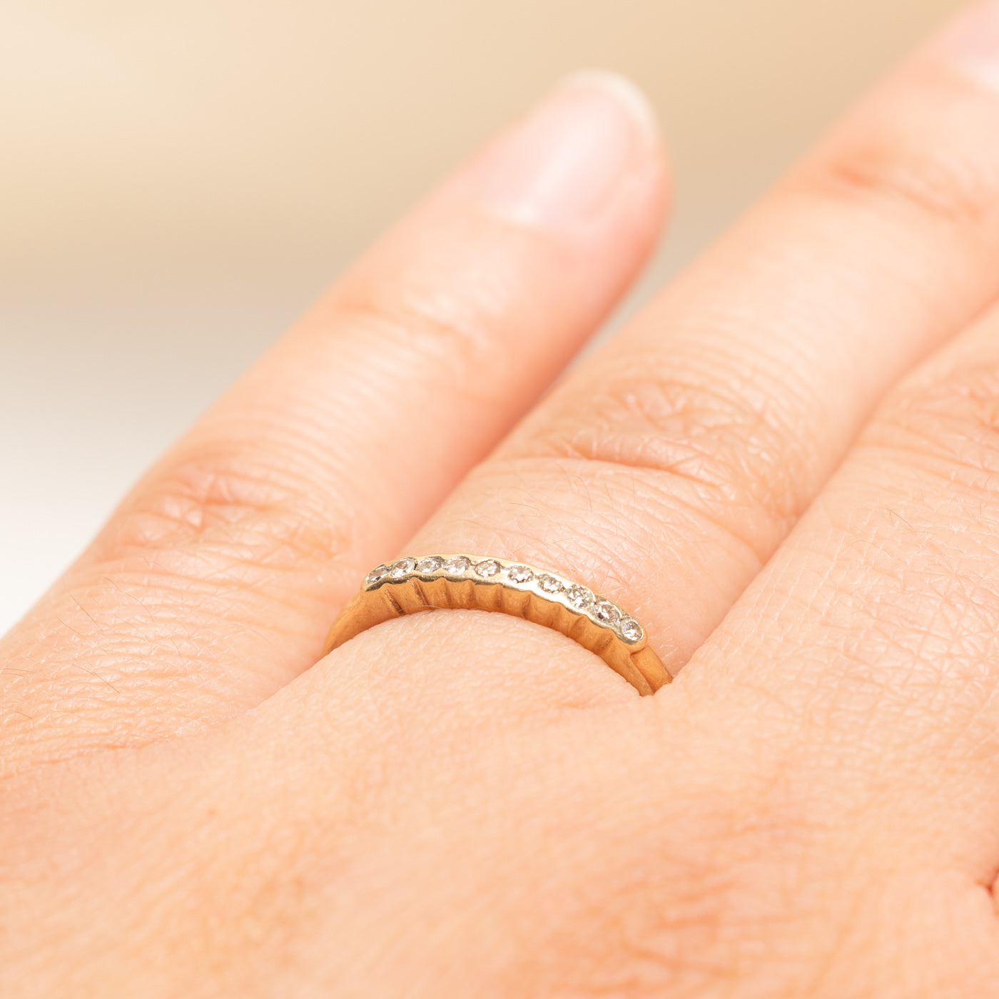 Yellow Gold Semi Eternity Diamond Ring | 0.10ctw | SZ 6.75