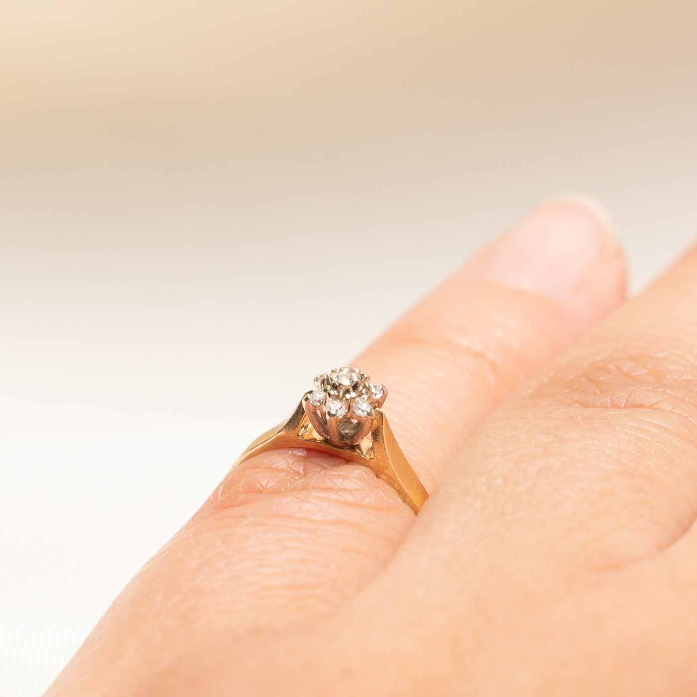 Yellow Gold Diamond Petal Petite Ring | 0.06ctw | SZ 3.5