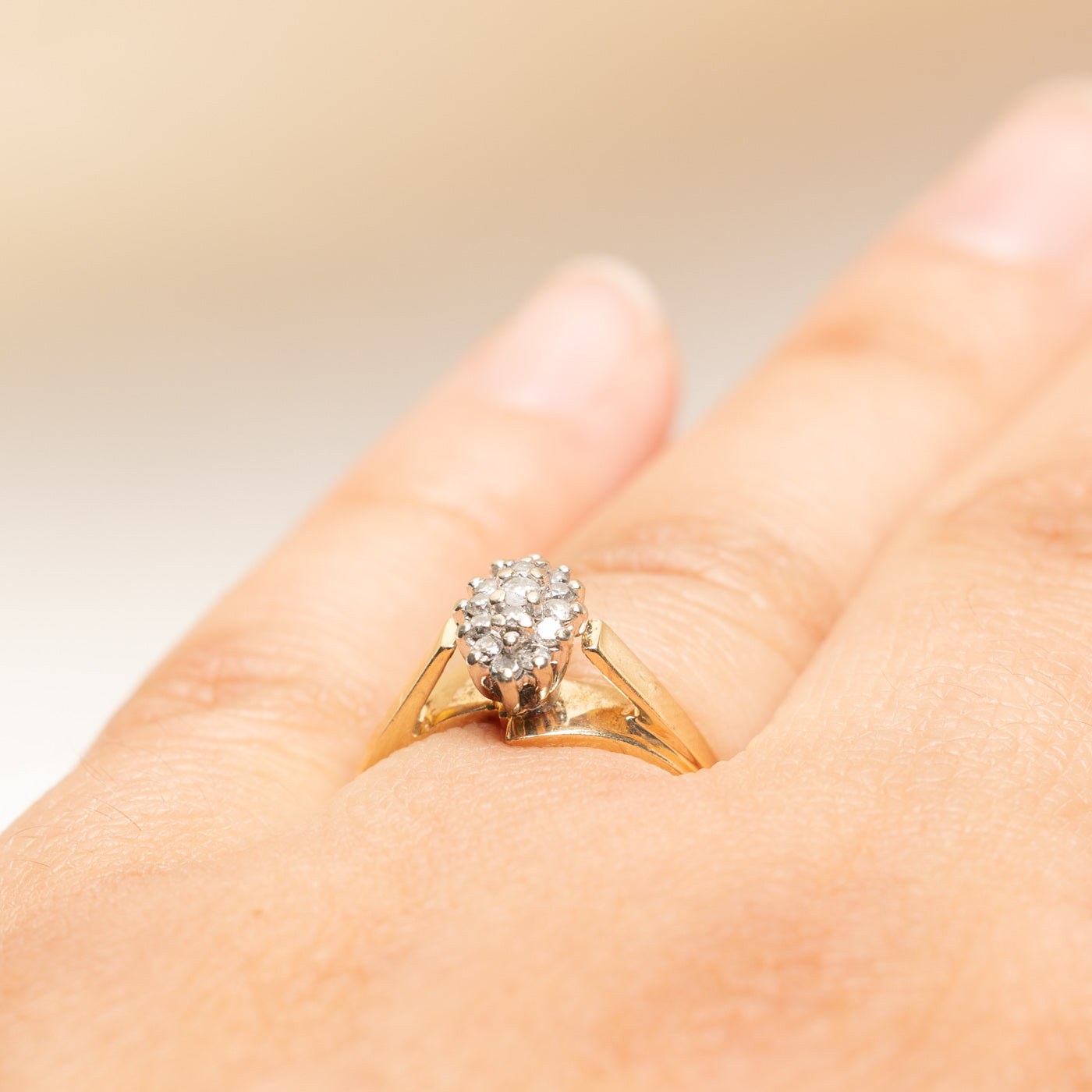 10K Diamond Marquise Cluster Ring | 0.20ctw | SZ 6.25