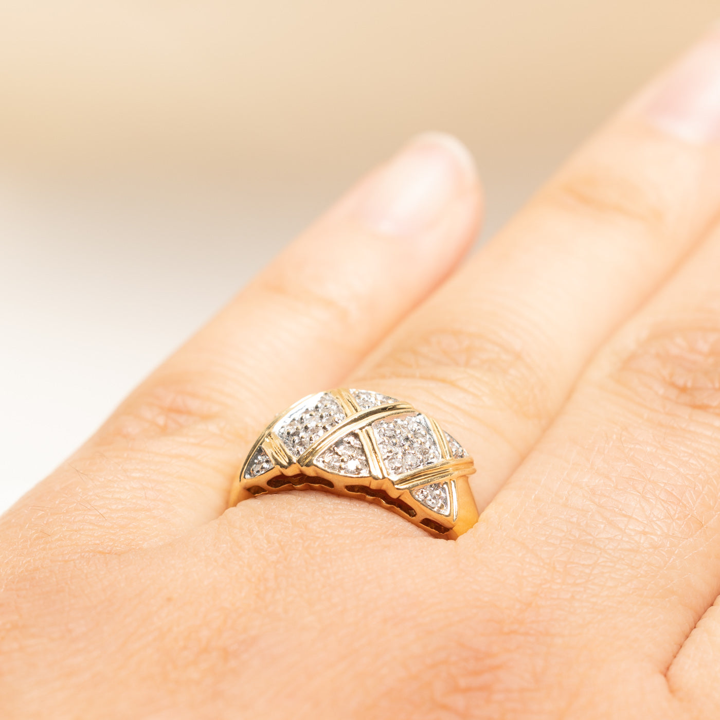 Yellow Gold Diamond Clusters Ring | 0.28ctw | SZ 7