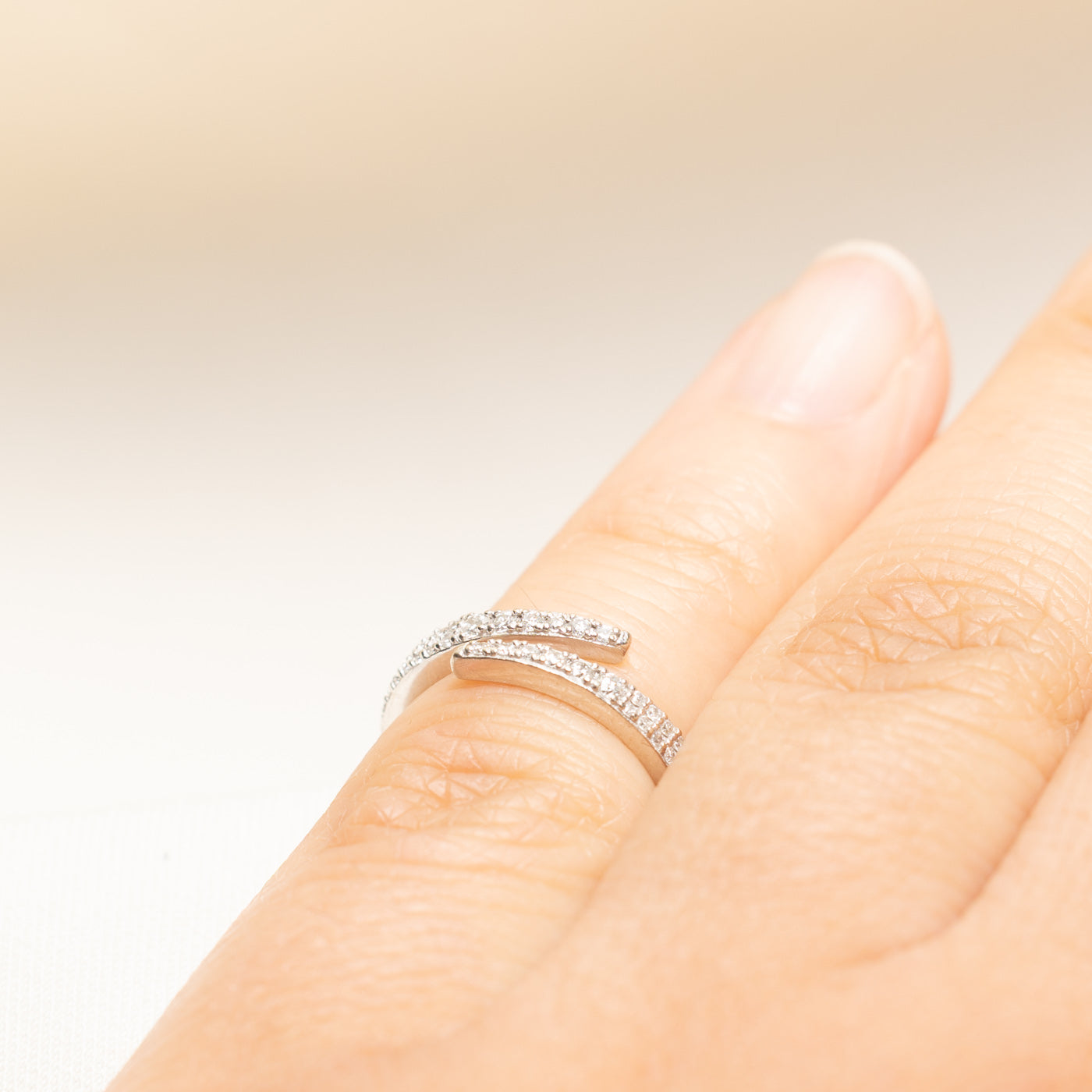 Semi Eternity Diamond Open Bypass Ring | 0.13ctw | SZ 2.25
