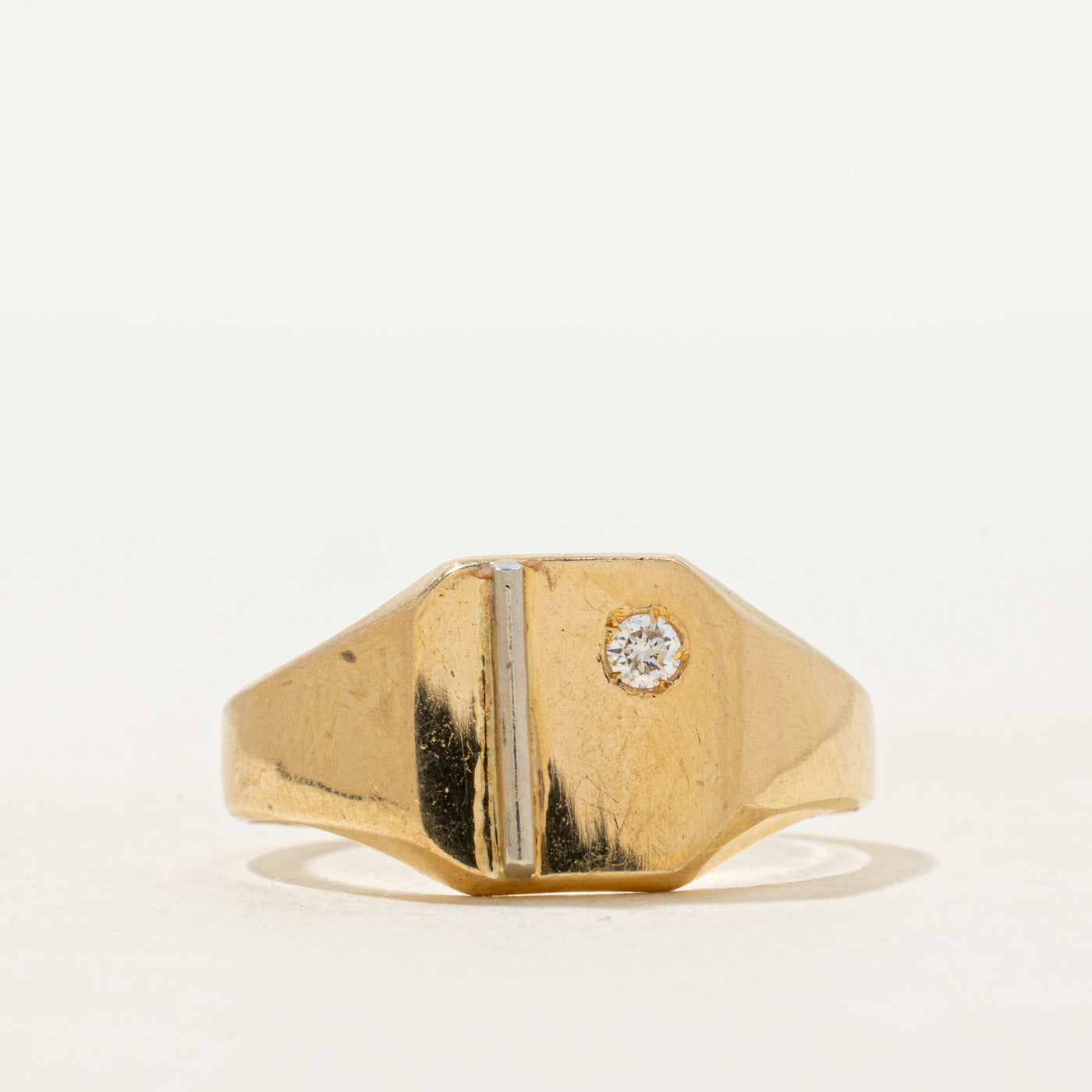 18k Yellow Gold Diamond Signet Ring | SZ 8