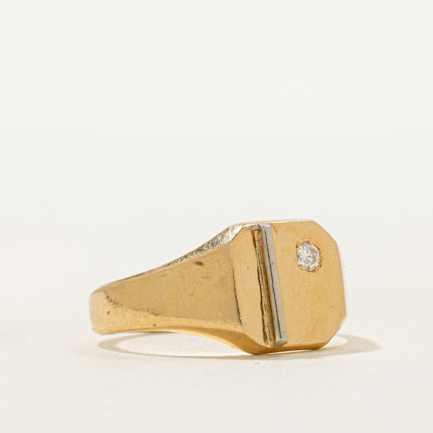 18k Yellow Gold Diamond Signet Ring | SZ 8