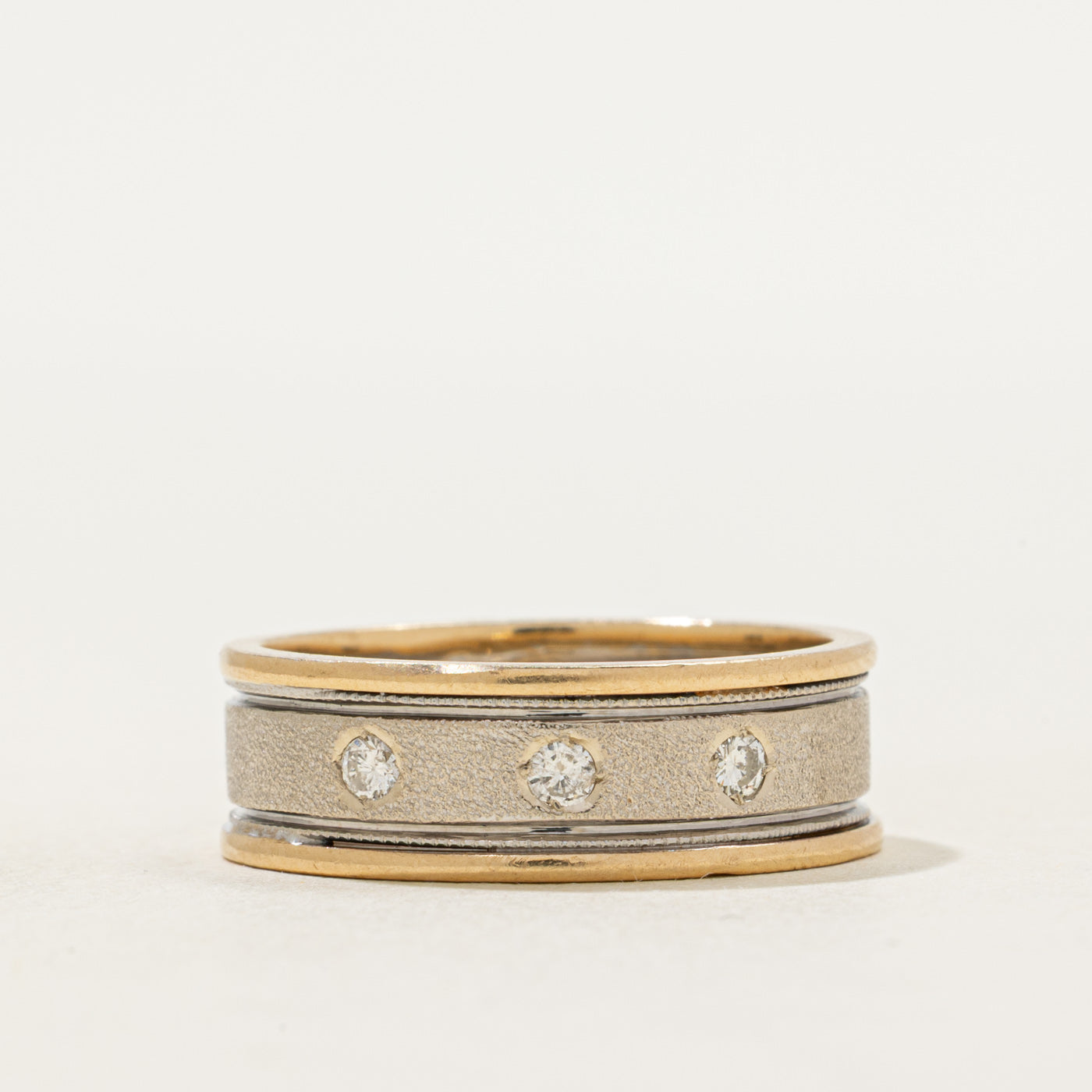 Two Tone Flush Set Diamond Band | 6.83mm | SZ 8.5