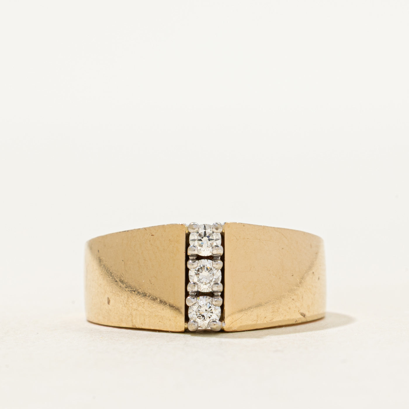 Three Stone Diamond Columnn Ring | SZ 6.5