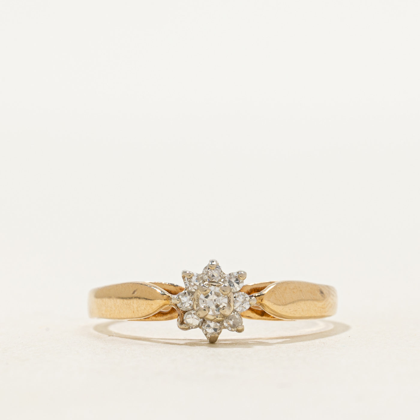 Yellow Gold Diamond Petal Cluster Ring | SZ 7
