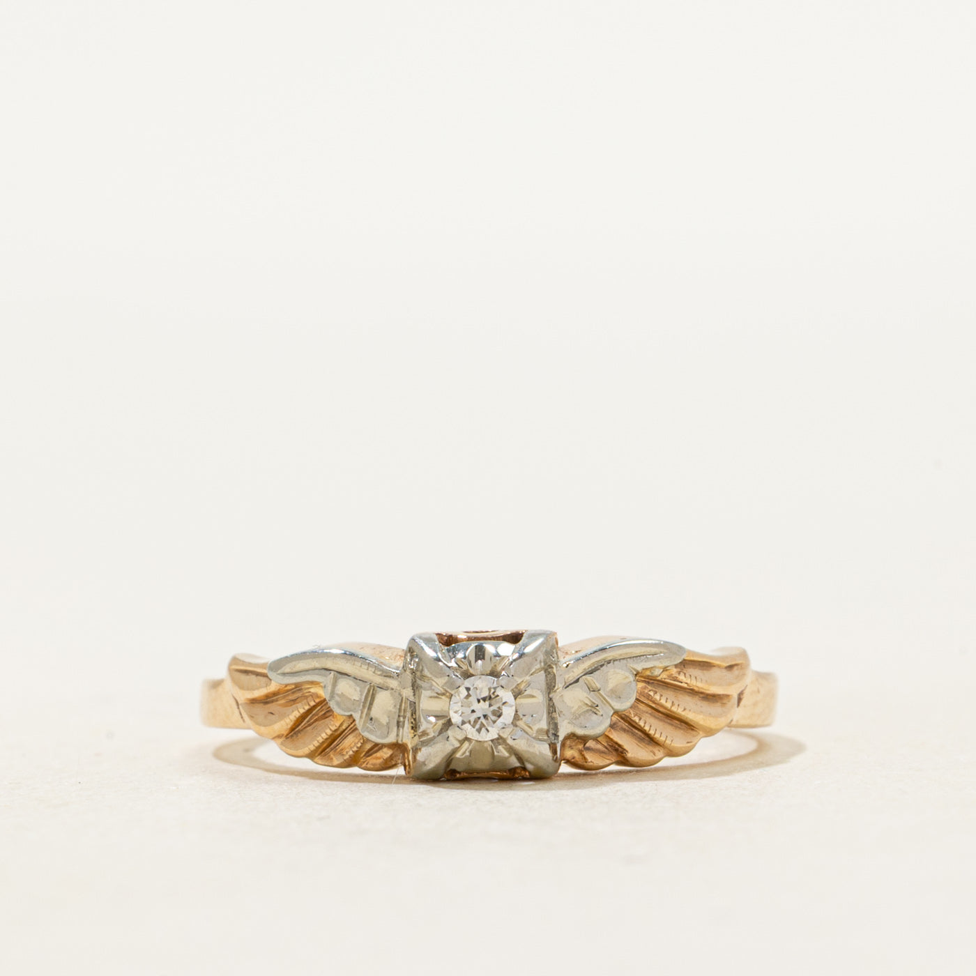 Vintage Canadian Diamond Wing Design Ring | SZ 6.5