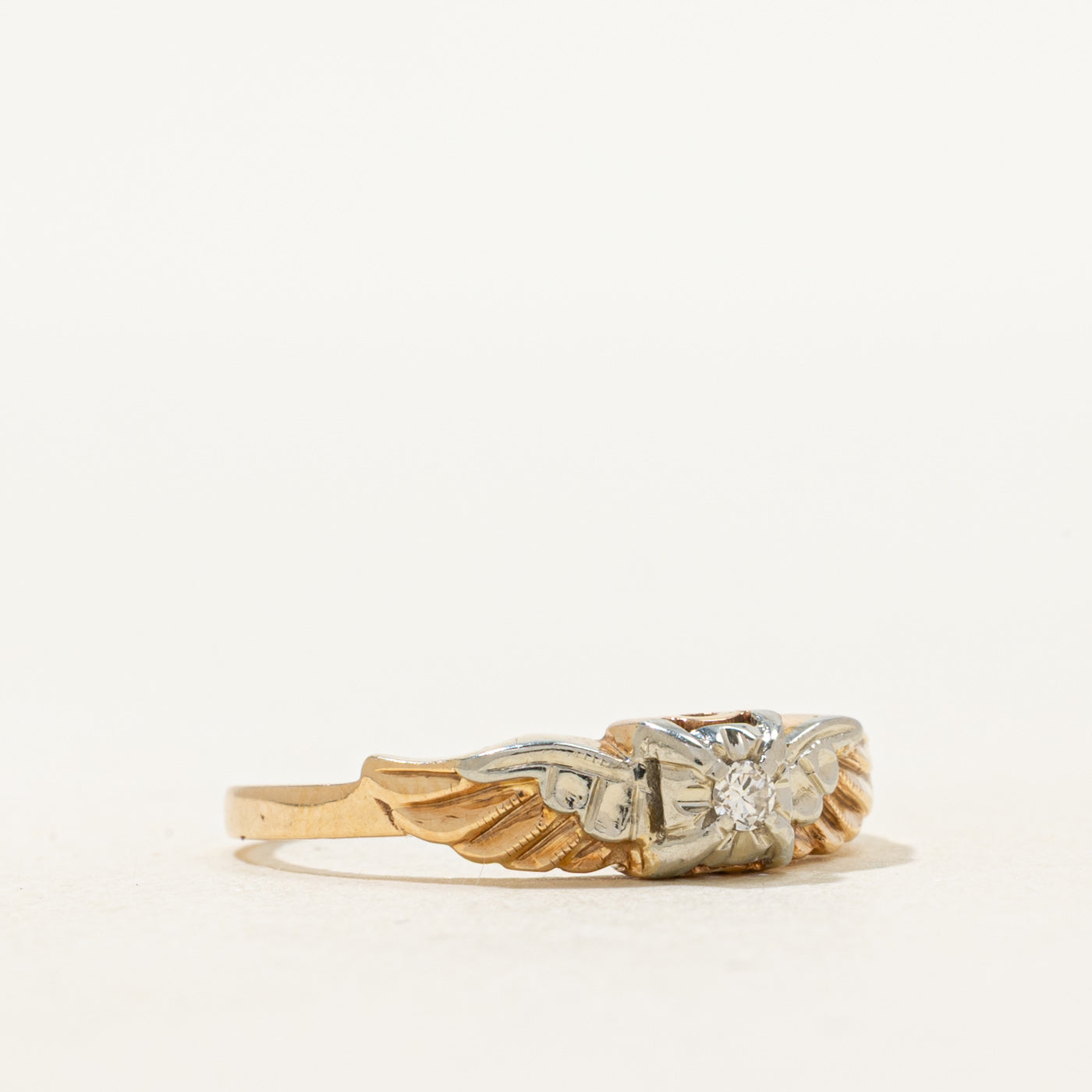 Vintage Canadian Diamond Wing Design Ring | SZ 6.5
