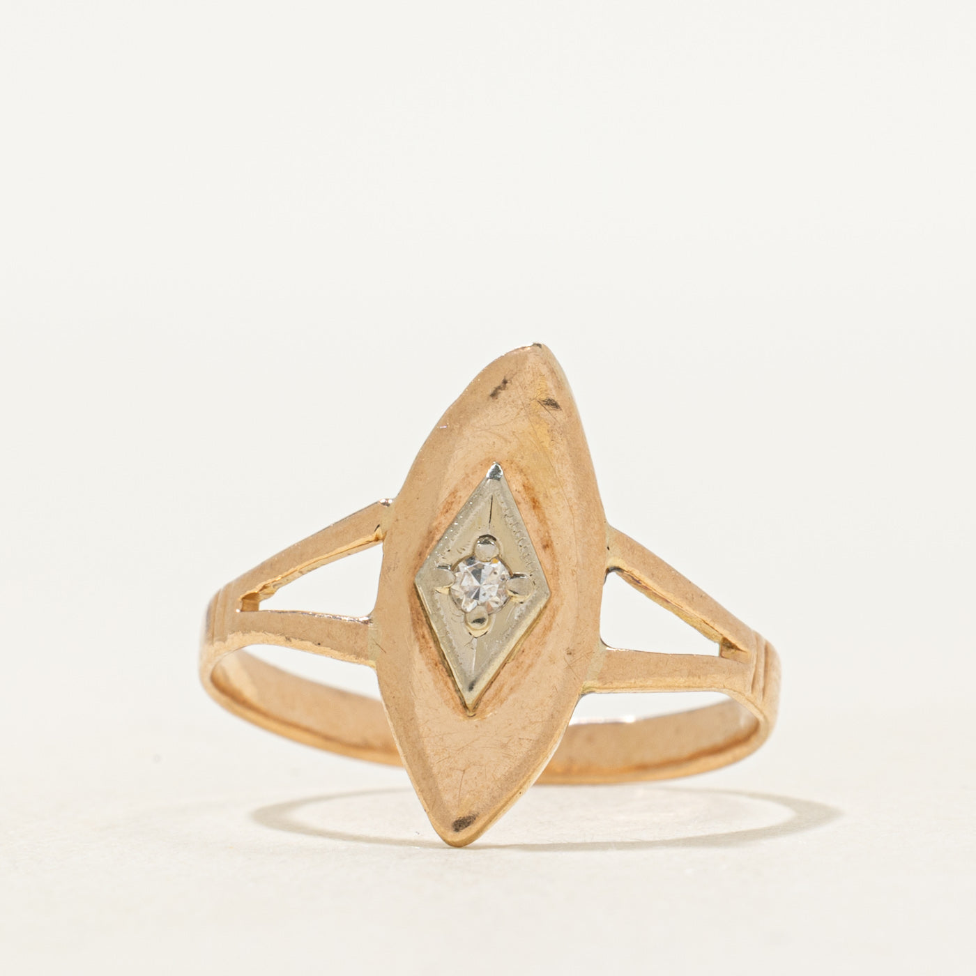 Diamond Open Shank Navette Ring | SZ 6