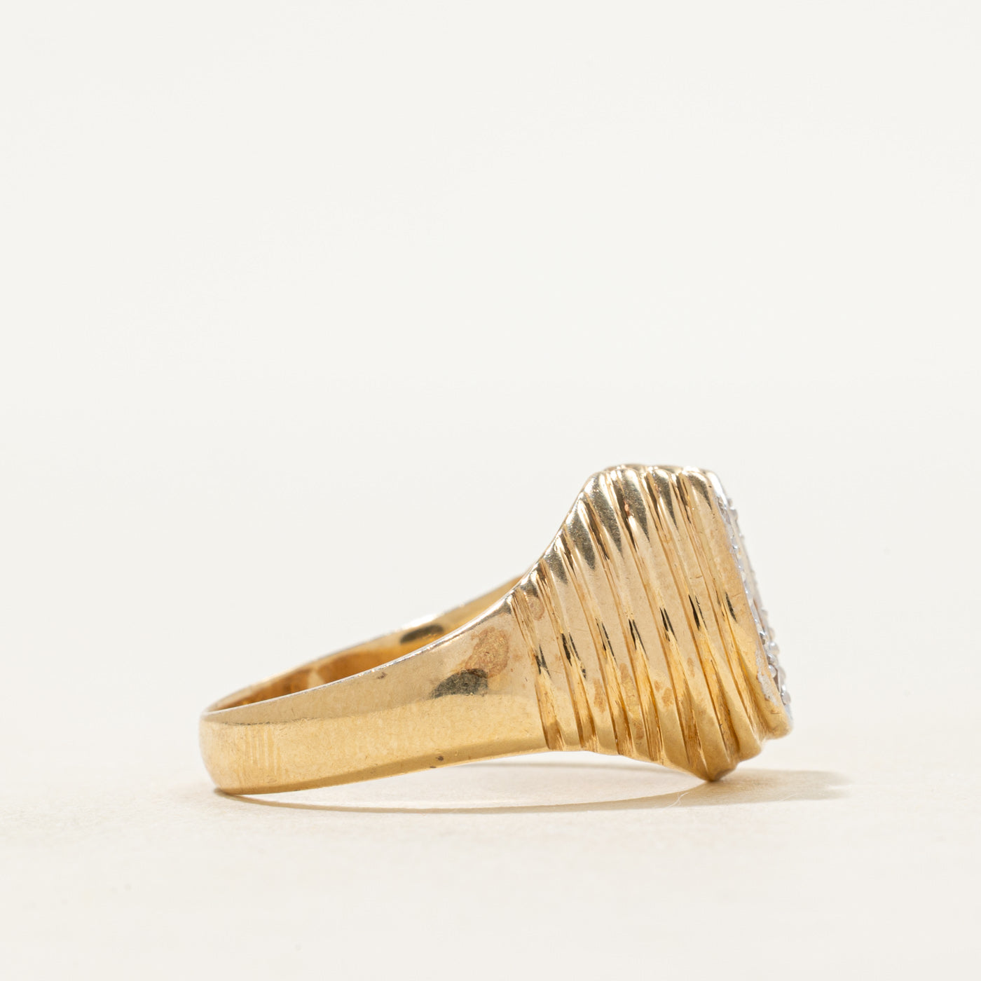Diamond Horseshoe Grooved Ring | SZ 8.25