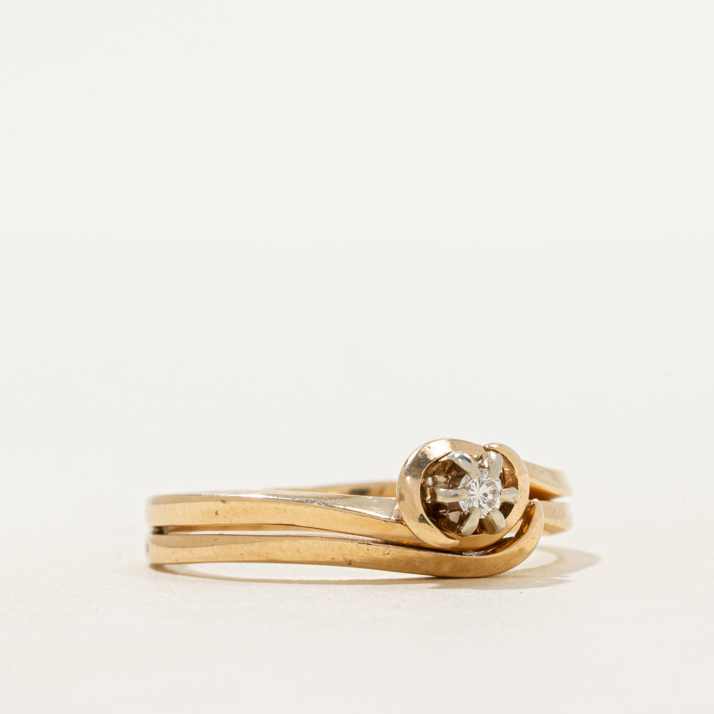 Diamond Soldered Bypass Ring Set | SZ 8.5