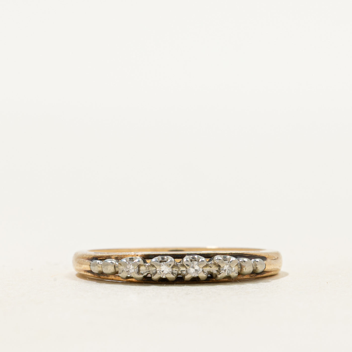 Two Tone Gold Four Stone Diamond Band | SZ 5.25
