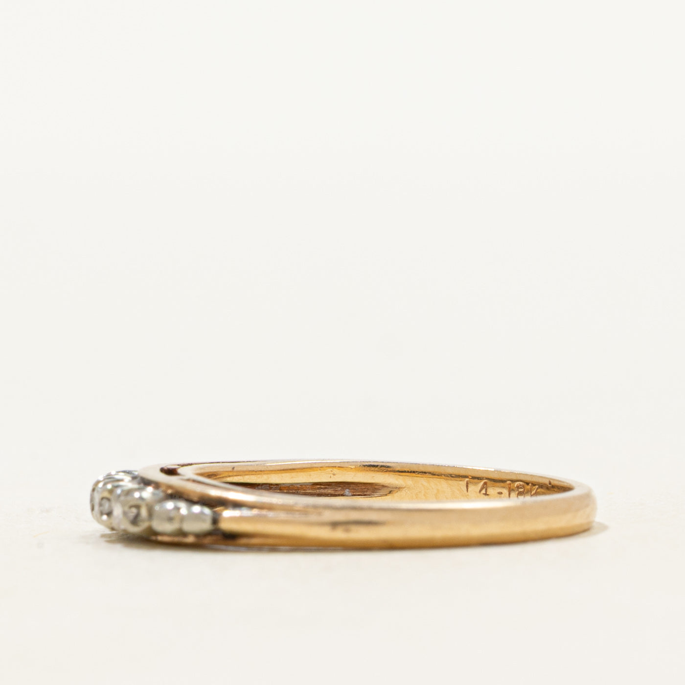 Two Tone Gold Four Stone Diamond Band | SZ 5.25
