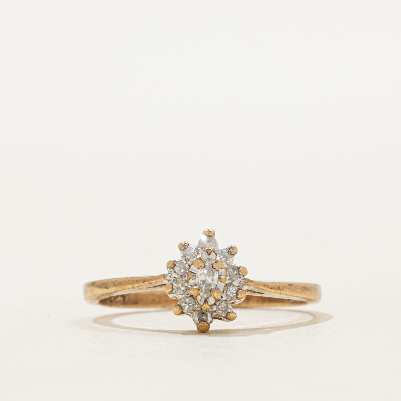 Marquise Cut Diamond Petal Halo Ring | SZ 5.75
