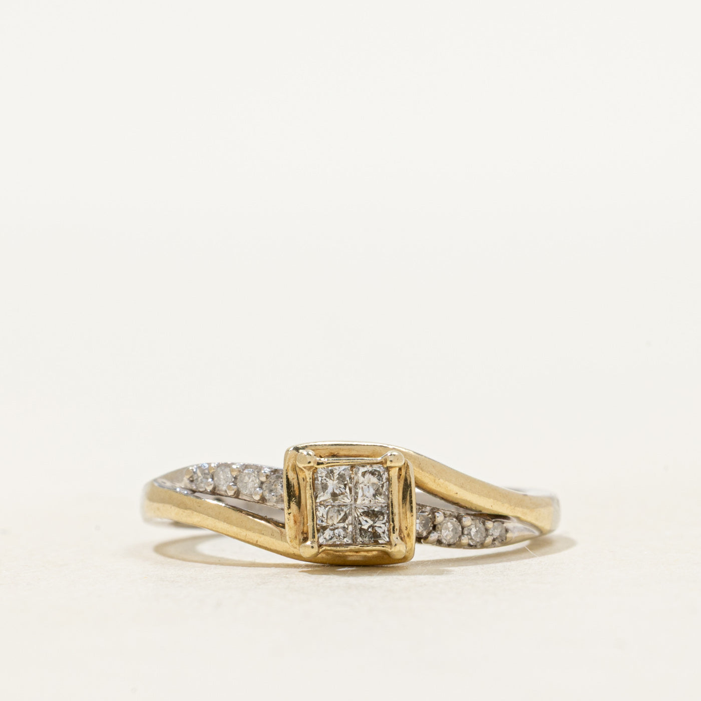 Two Tone Diamond Bypass Ring | SZ 6