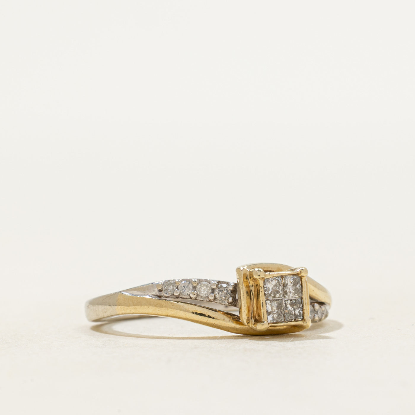 Two Tone Diamond Bypass Ring | SZ 6