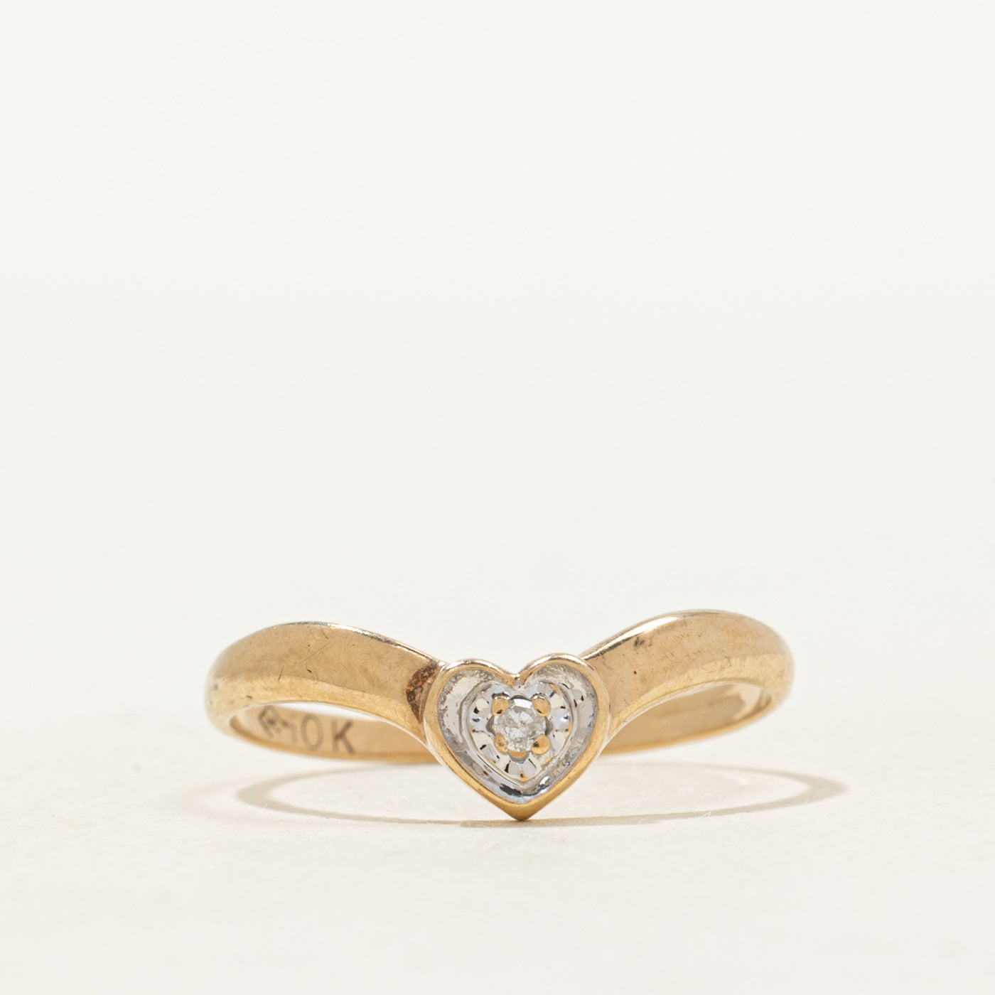 Diamond Heart Chevron Ring | SZ 5.75