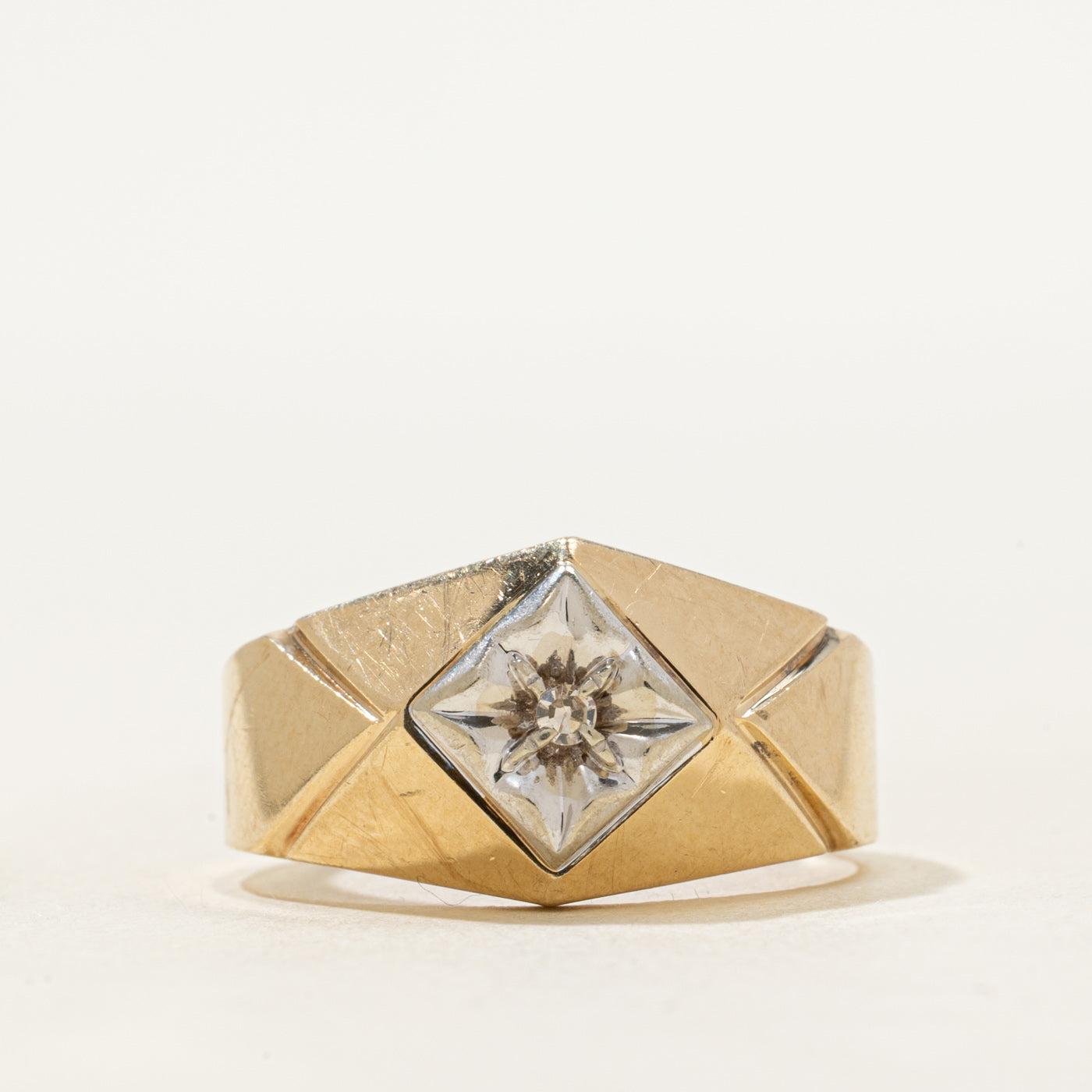 Two Tone Diamond Geometric Ring | SZ 8
