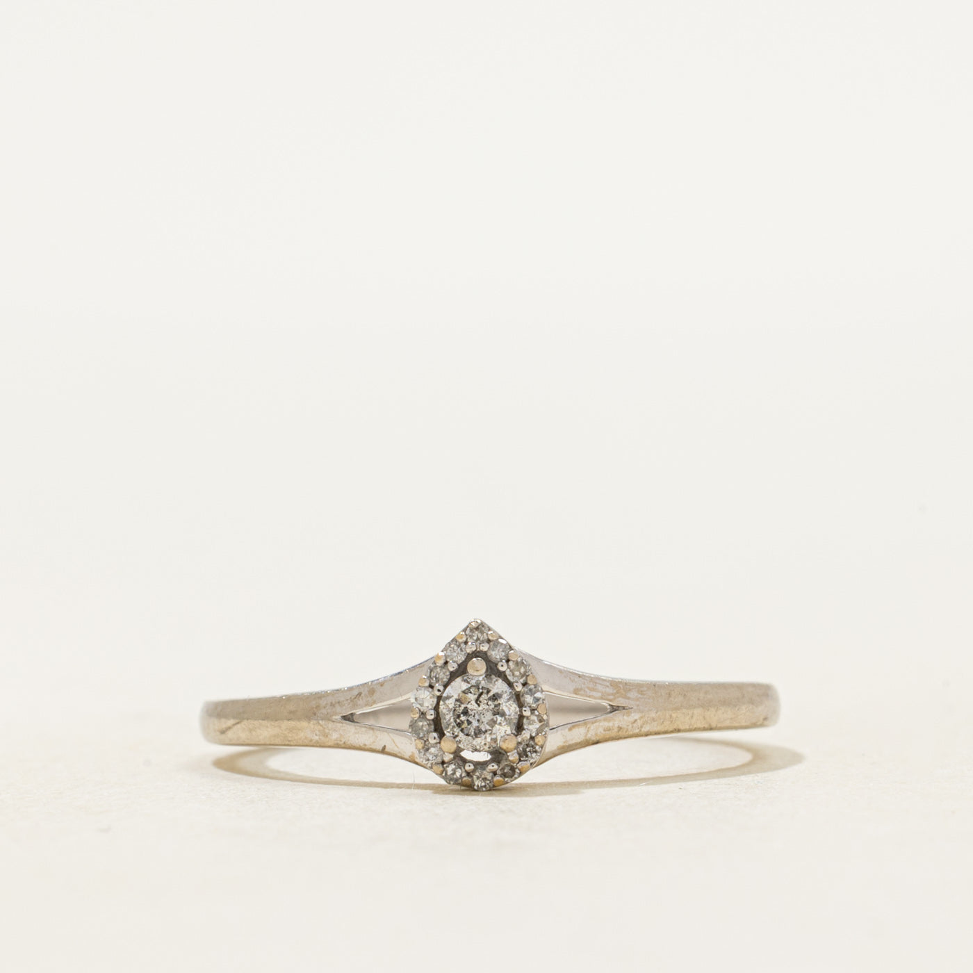 Diamond Halo Pear Shaped Ring | SZ 7