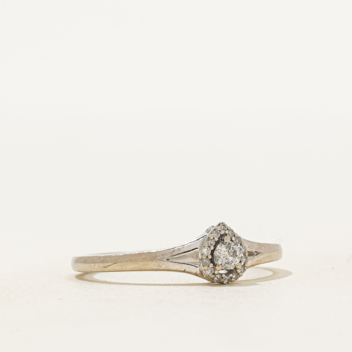 Diamond Halo Pear Shaped Ring | SZ 7