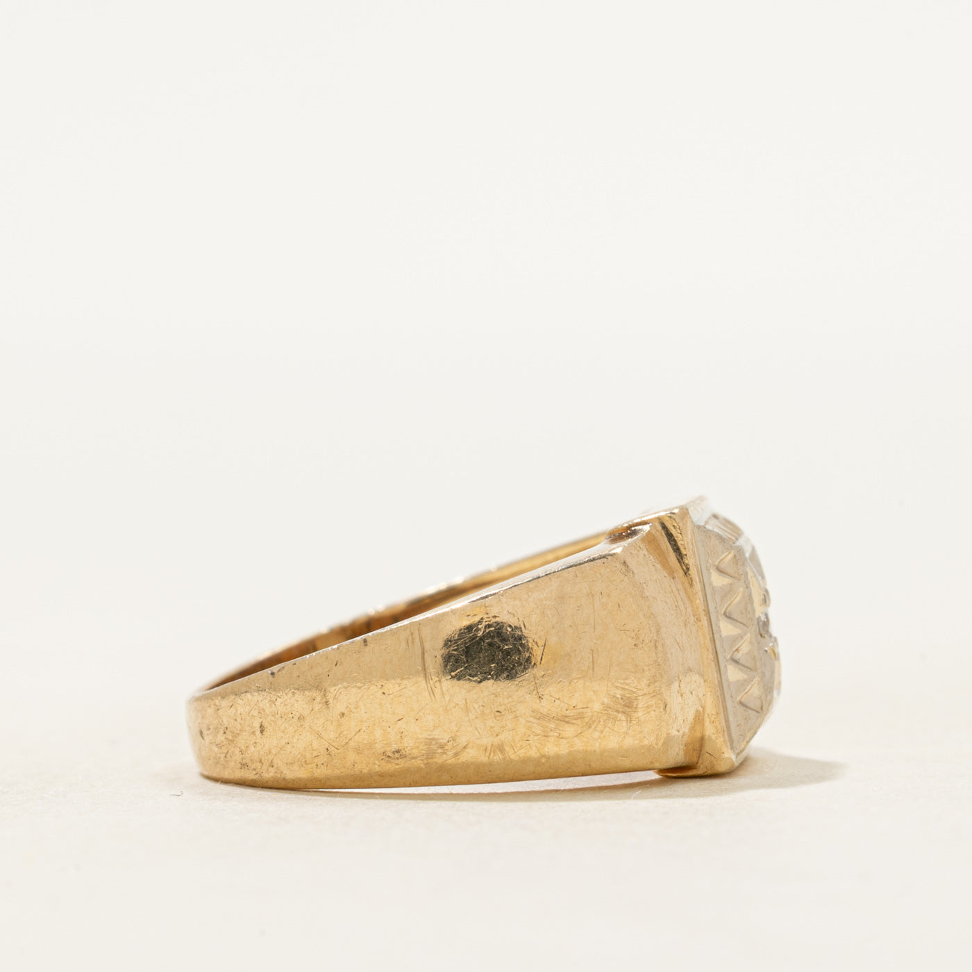 Diamond X Engraved Signet Ring | SZ 7.5