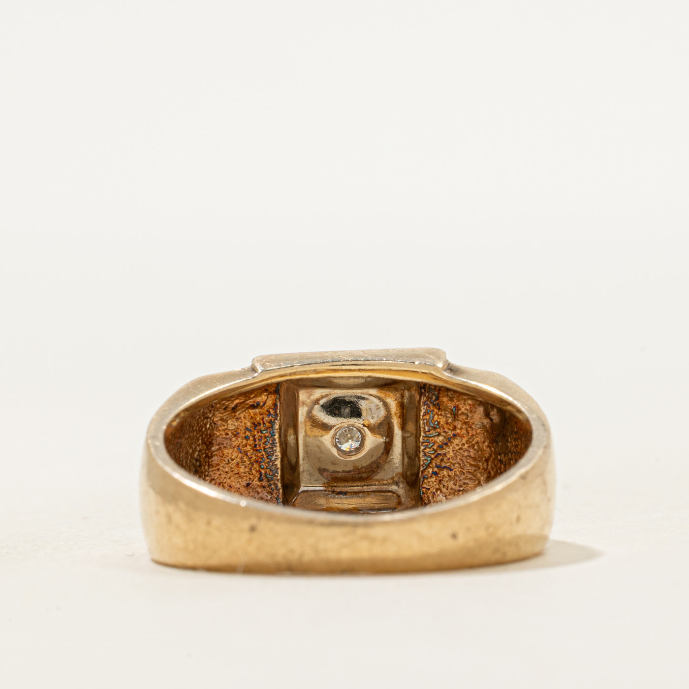 Diamond X Engraved Signet Ring | SZ 7.5