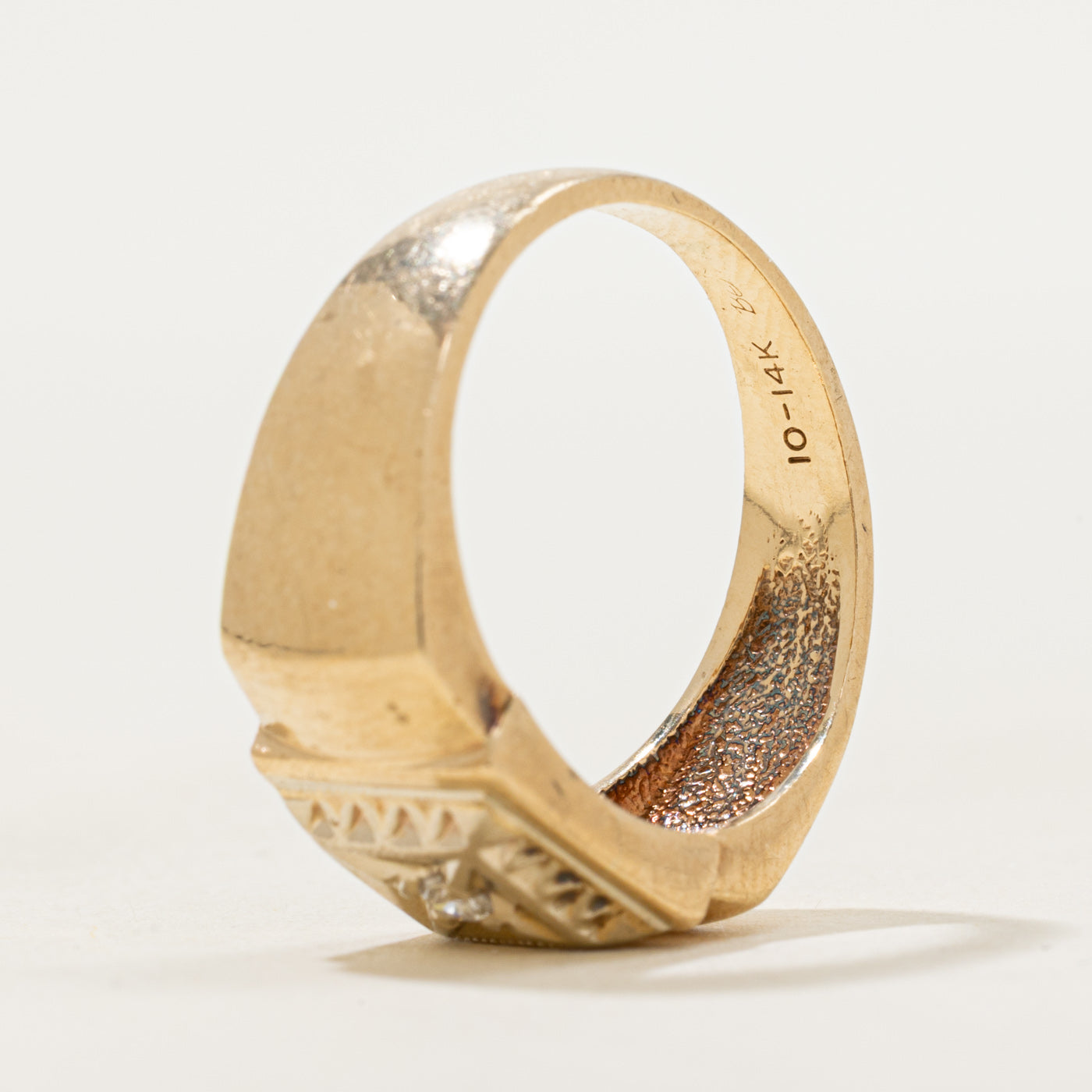 Diamond X Engraved Signet Ring | SZ 7.5
